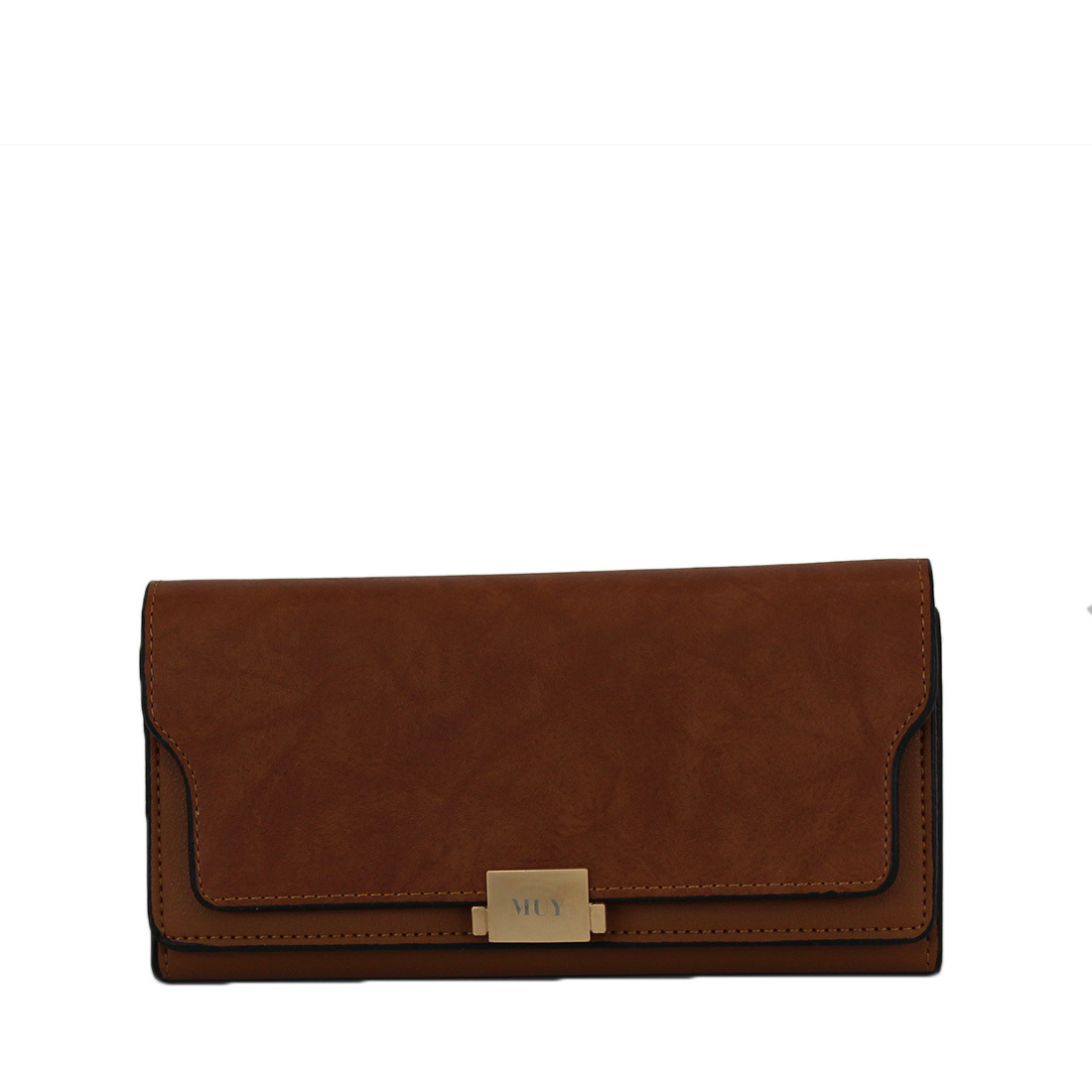 Leather double folded purse with muy trim