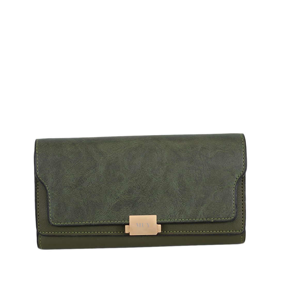 Leather double folded purse with muy trim