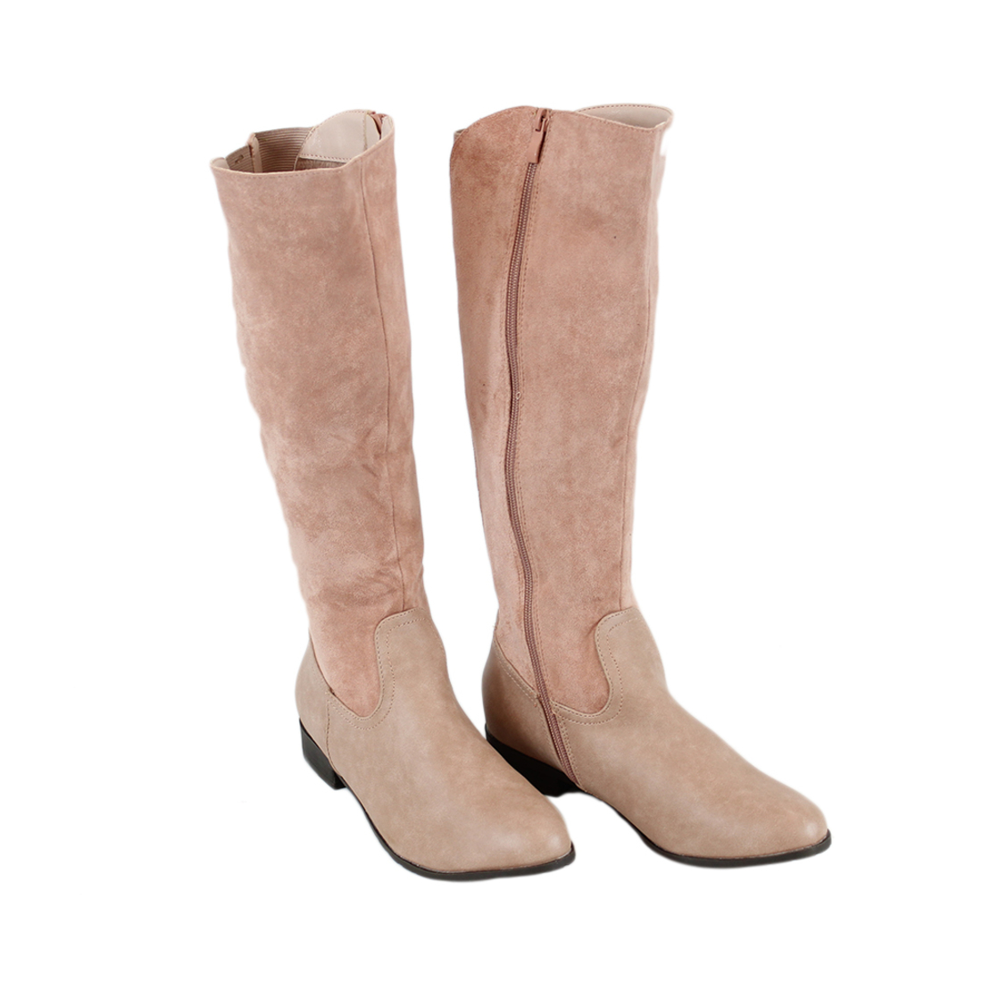 * Suede leather knee-hight flat boots