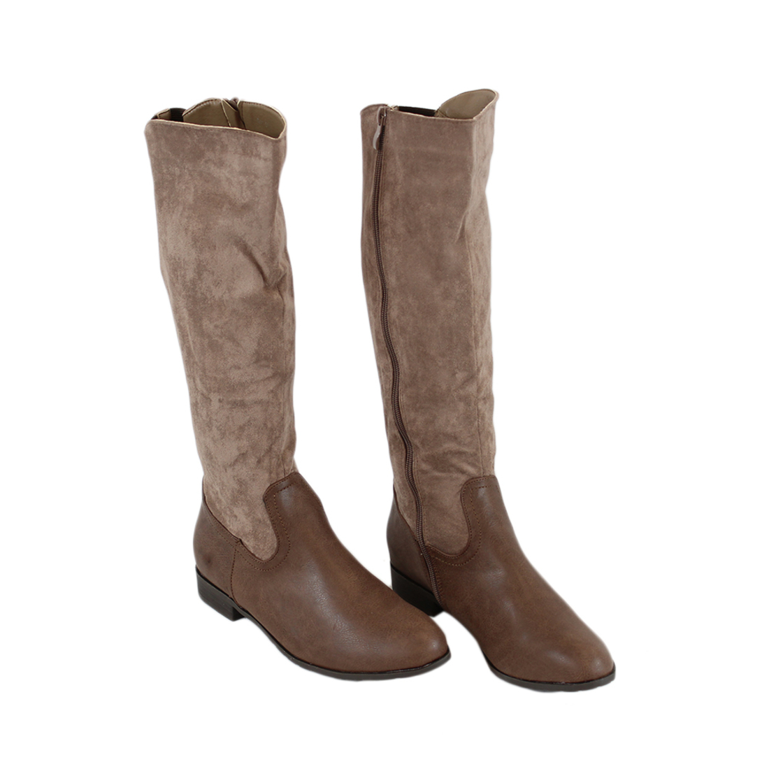 * Suede leather knee-hight flat boots