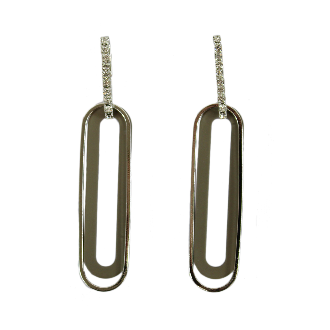 Oval earrings with diamond on top