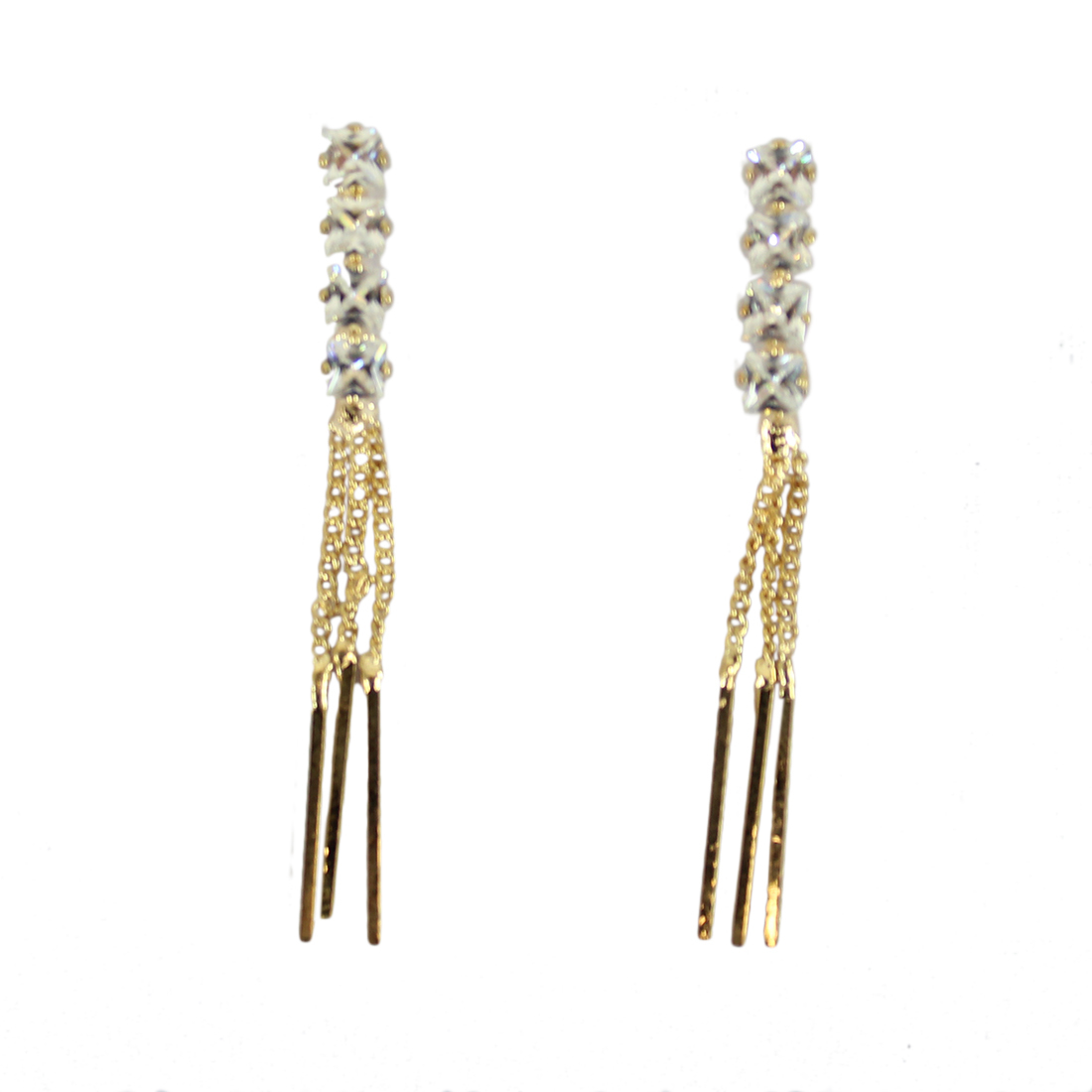 Dangle earrings with diamonds and hanging chains