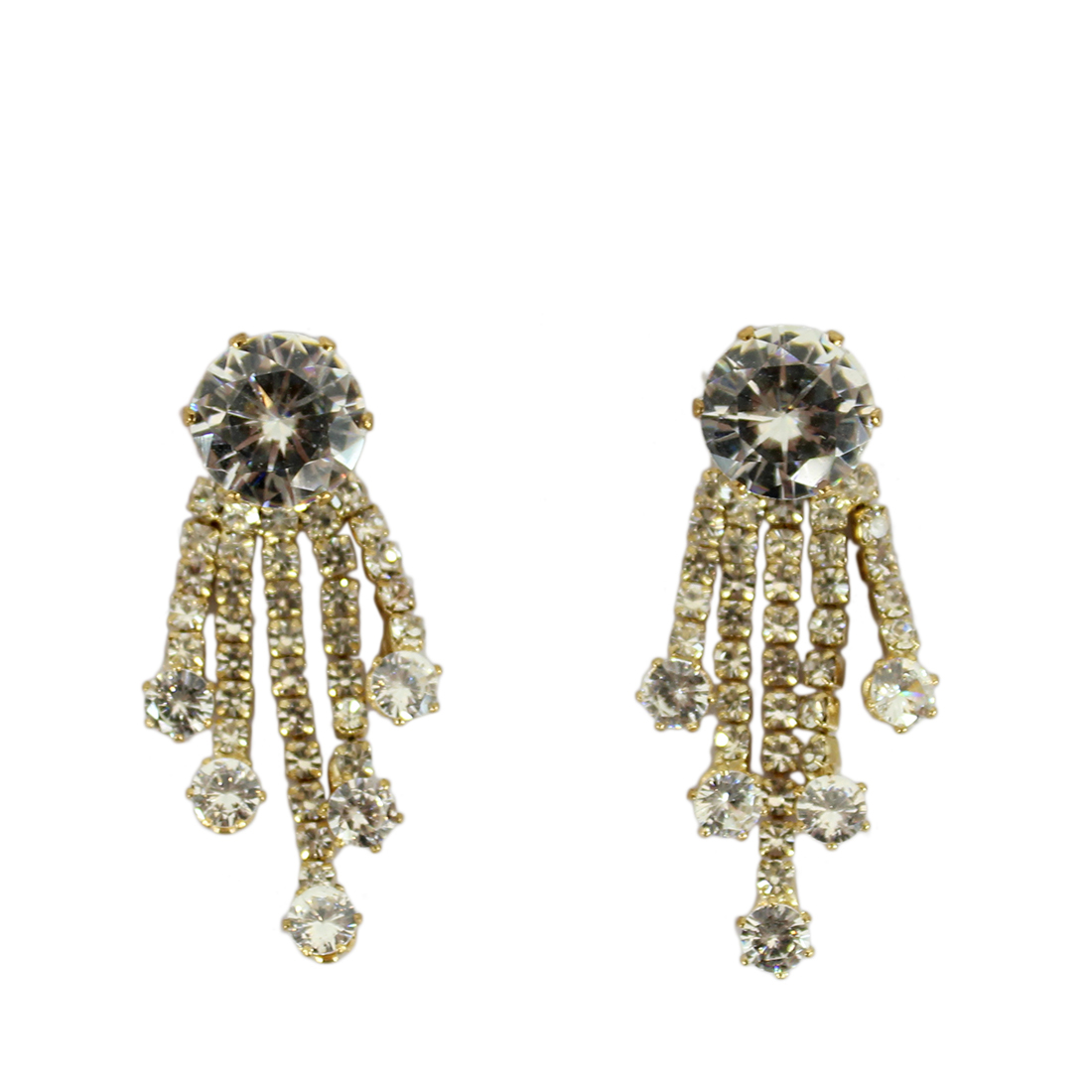 Dangle earrings with small and big diamonds