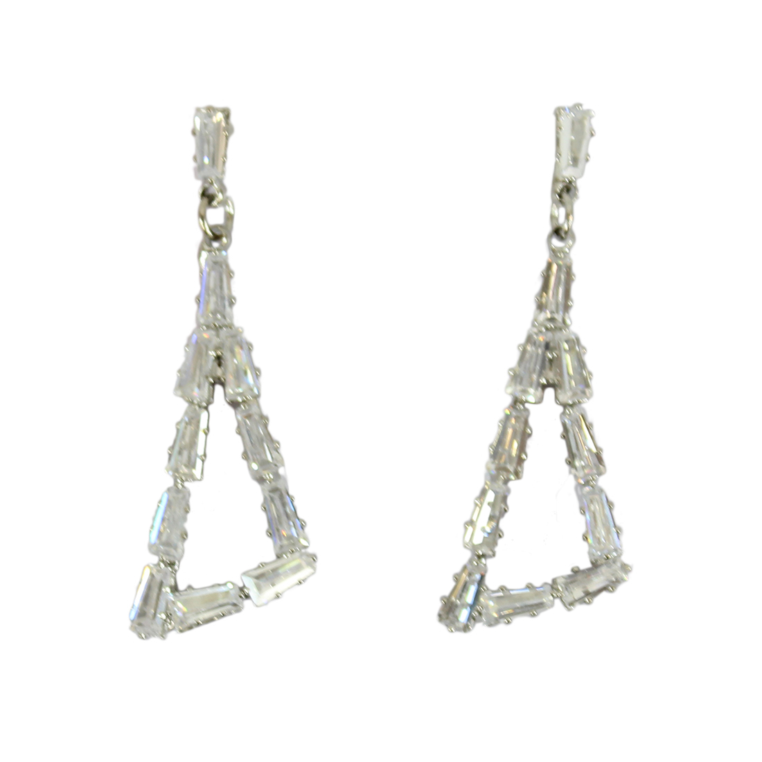 Triangle hanging earrings with diamonds