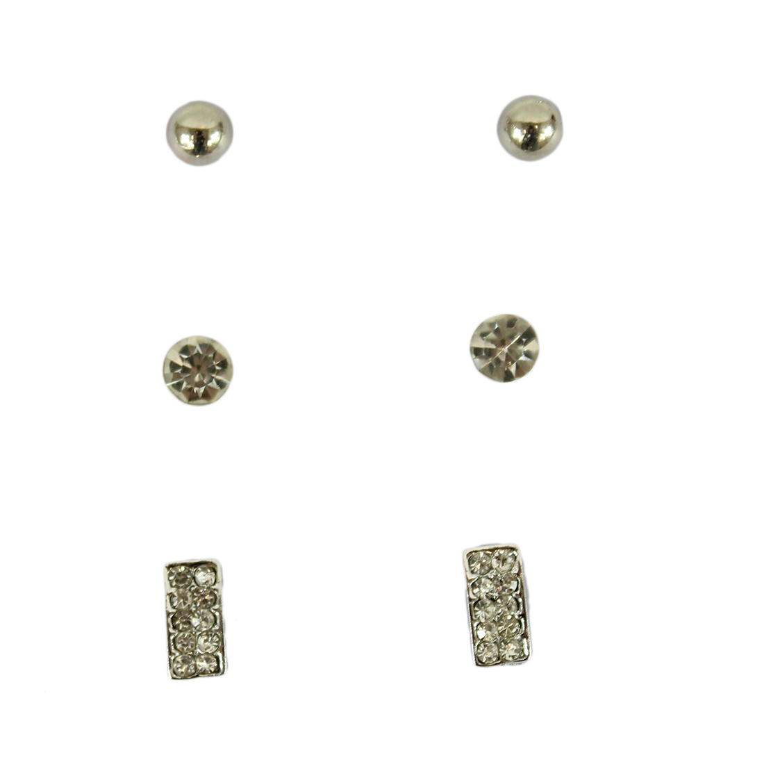 Set of three earrings with pearl, diamonds