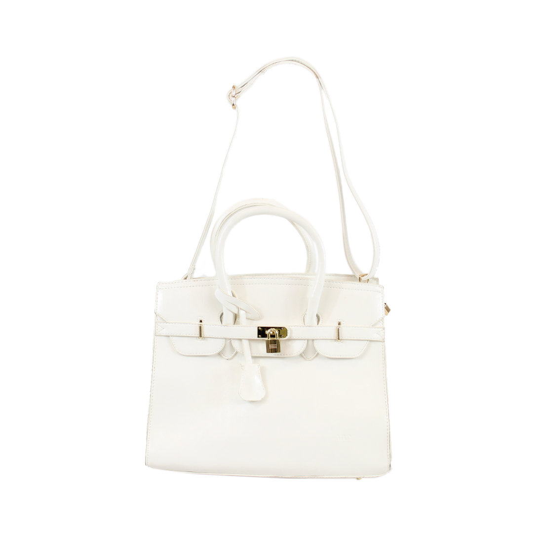 Leather Glossy Shoulder Bag With Padlock
