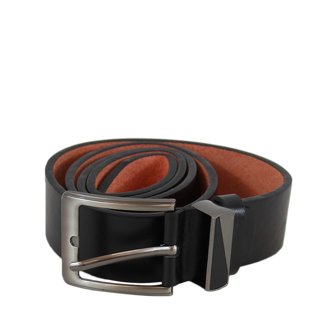 Plain wide leather belt with silver buckle