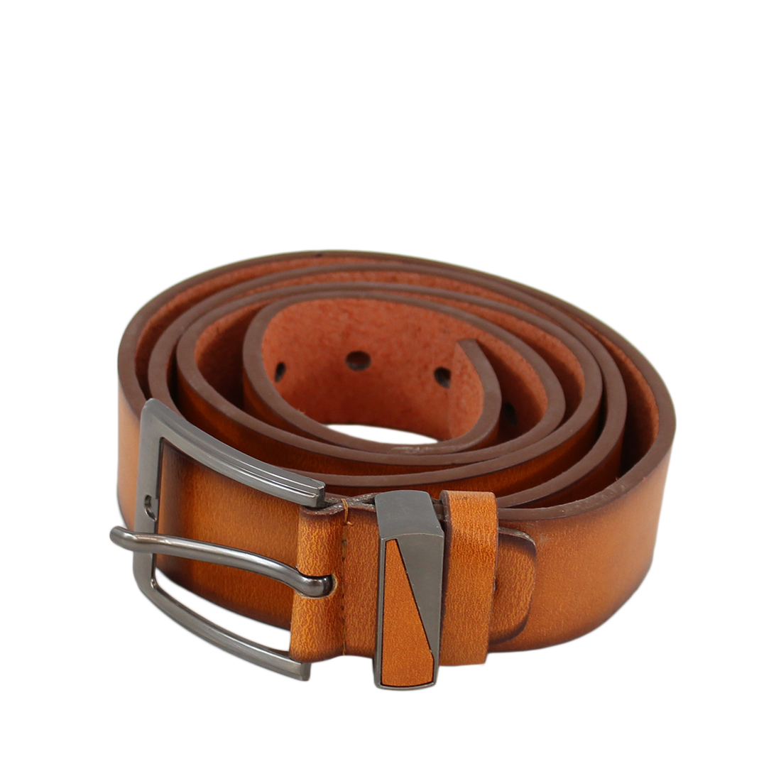* Plain wide leather belt with silver buckle
