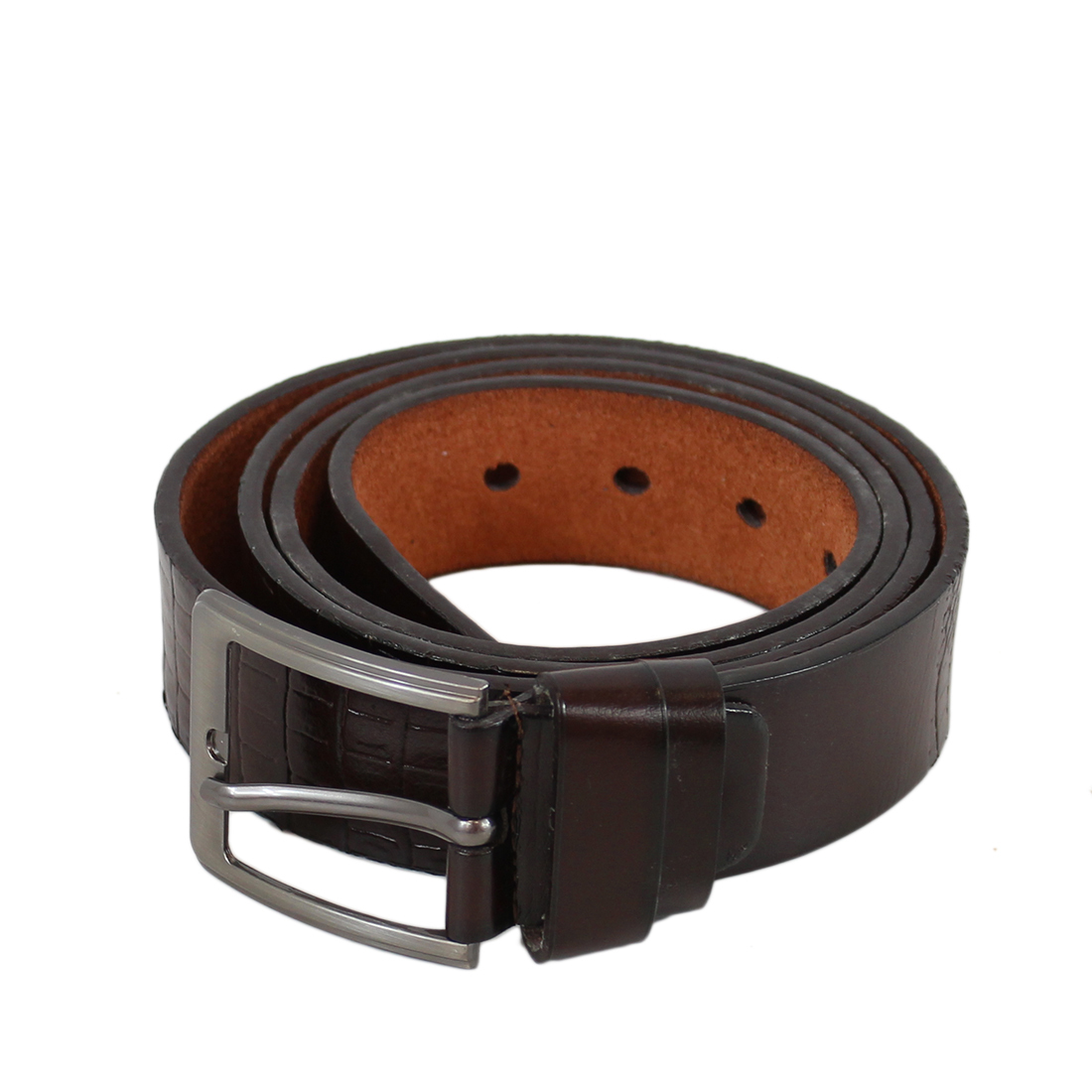 * Plain shiny wide leather belt with silver buckle