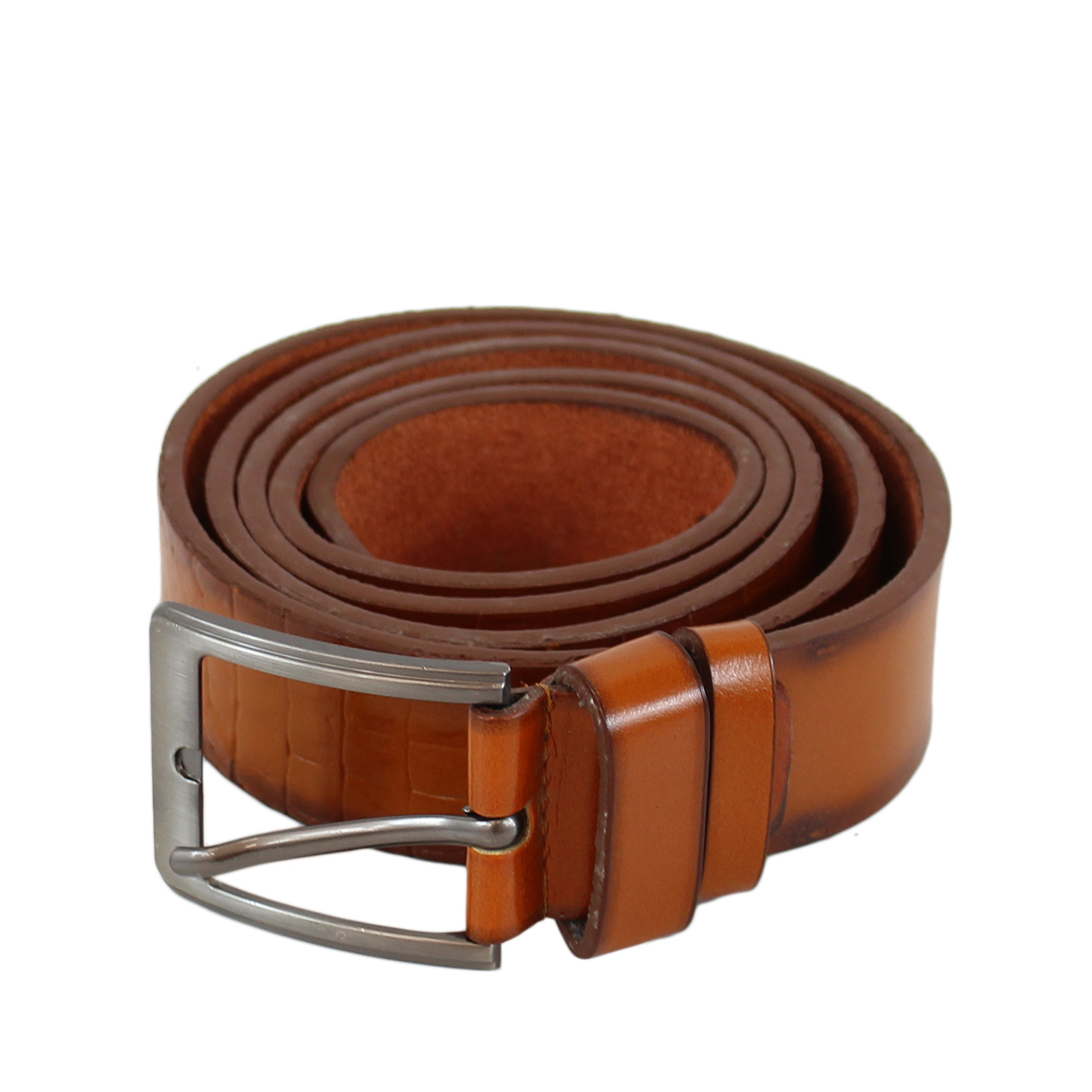 * Plain shiny wide leather belt with silver buckle