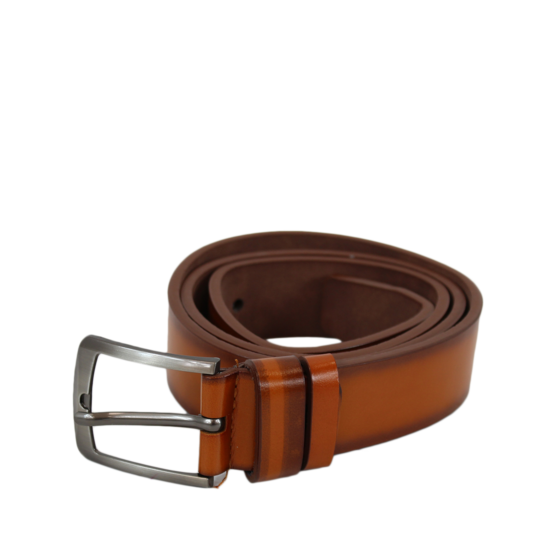 Plain shiny wide leather belt with silver buckle