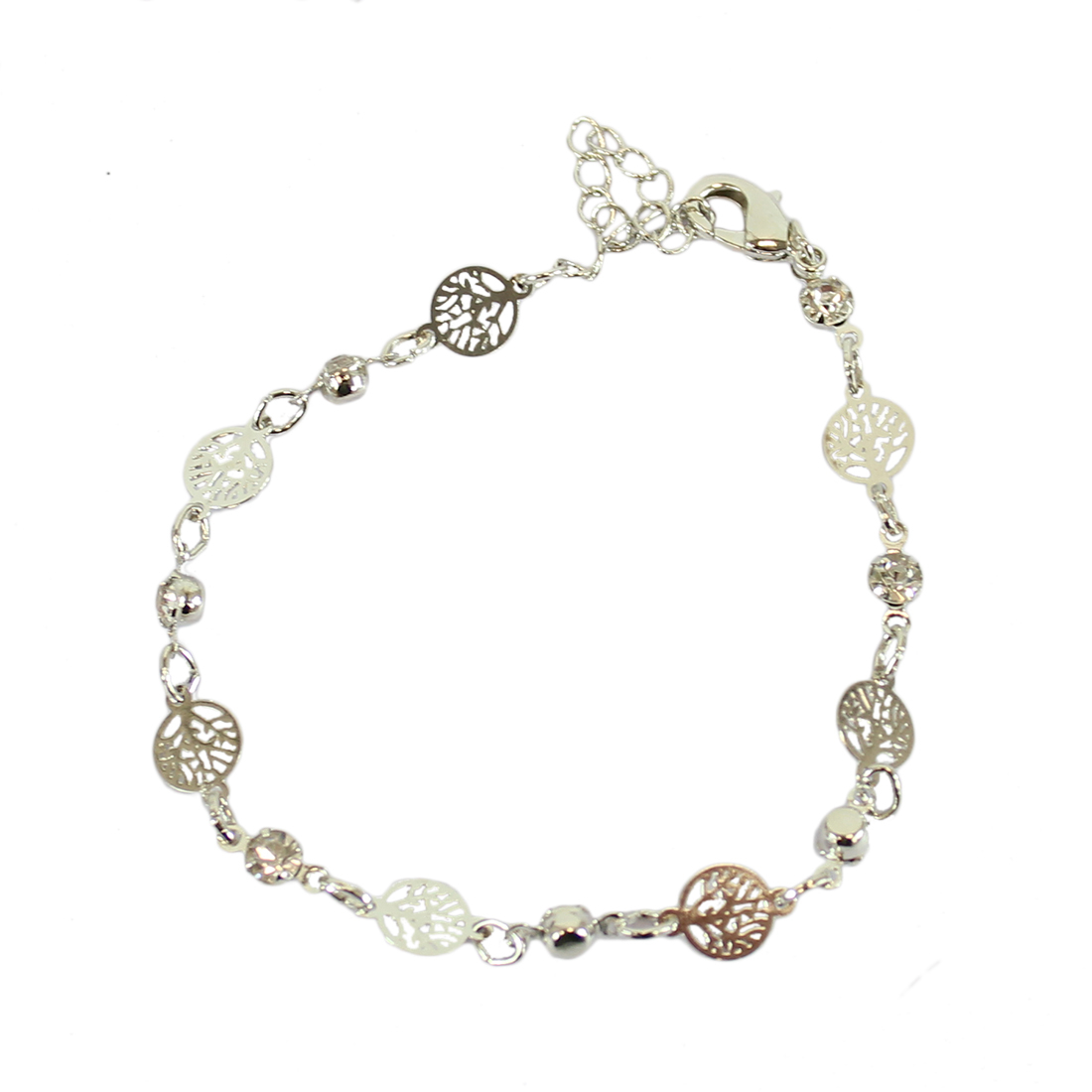 Chain bracelet with tree shapes and diamonds
