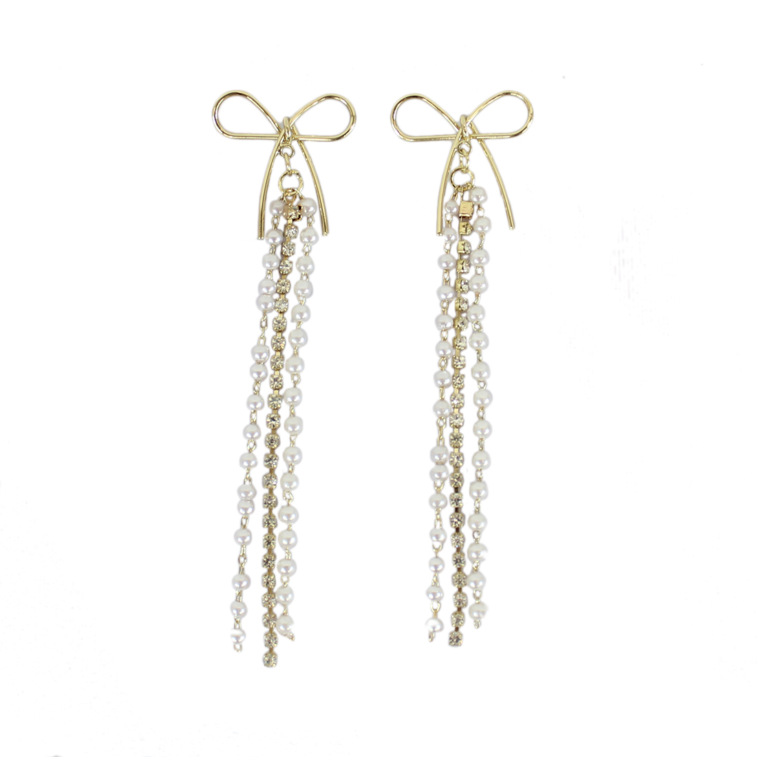 Super long pearl earrings with bow start
