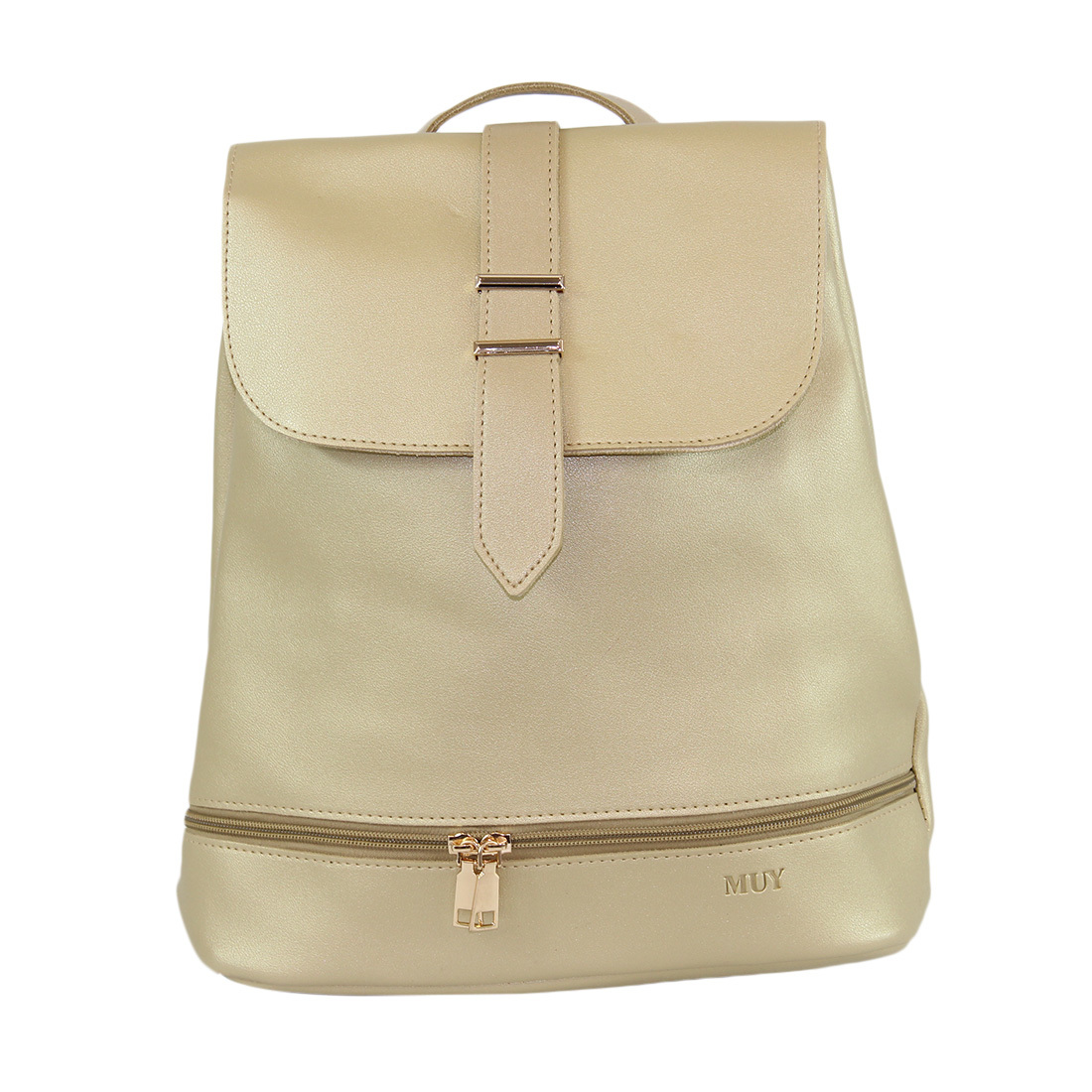 Zip in front with strap design on top