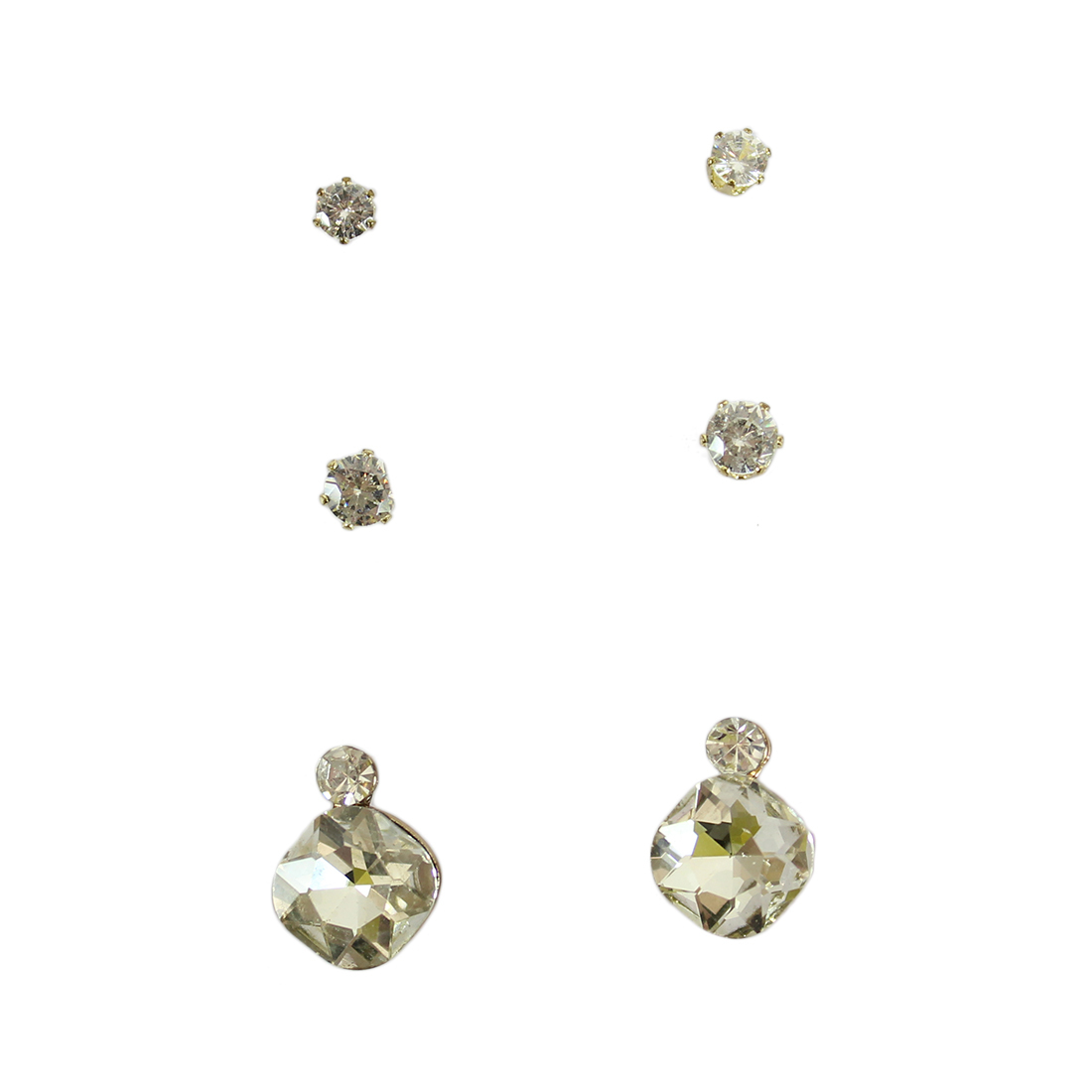Set of  three earrings small & big diamonds