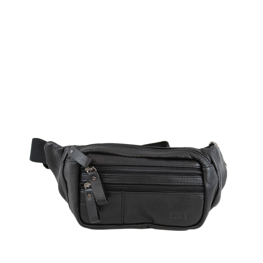 Real Leather Two Zips Bum Bag