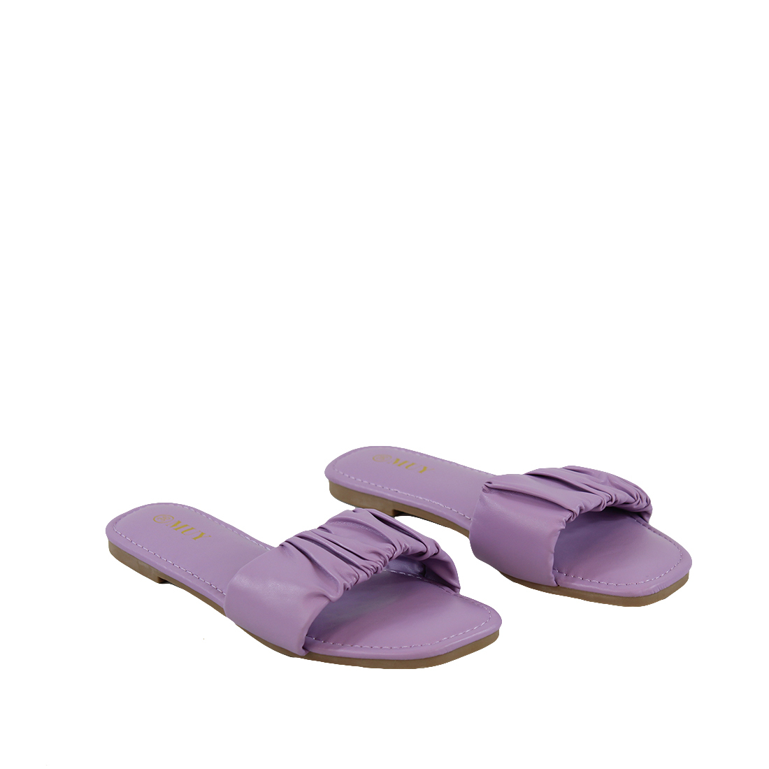 Ruched Single Band Slide Sandals