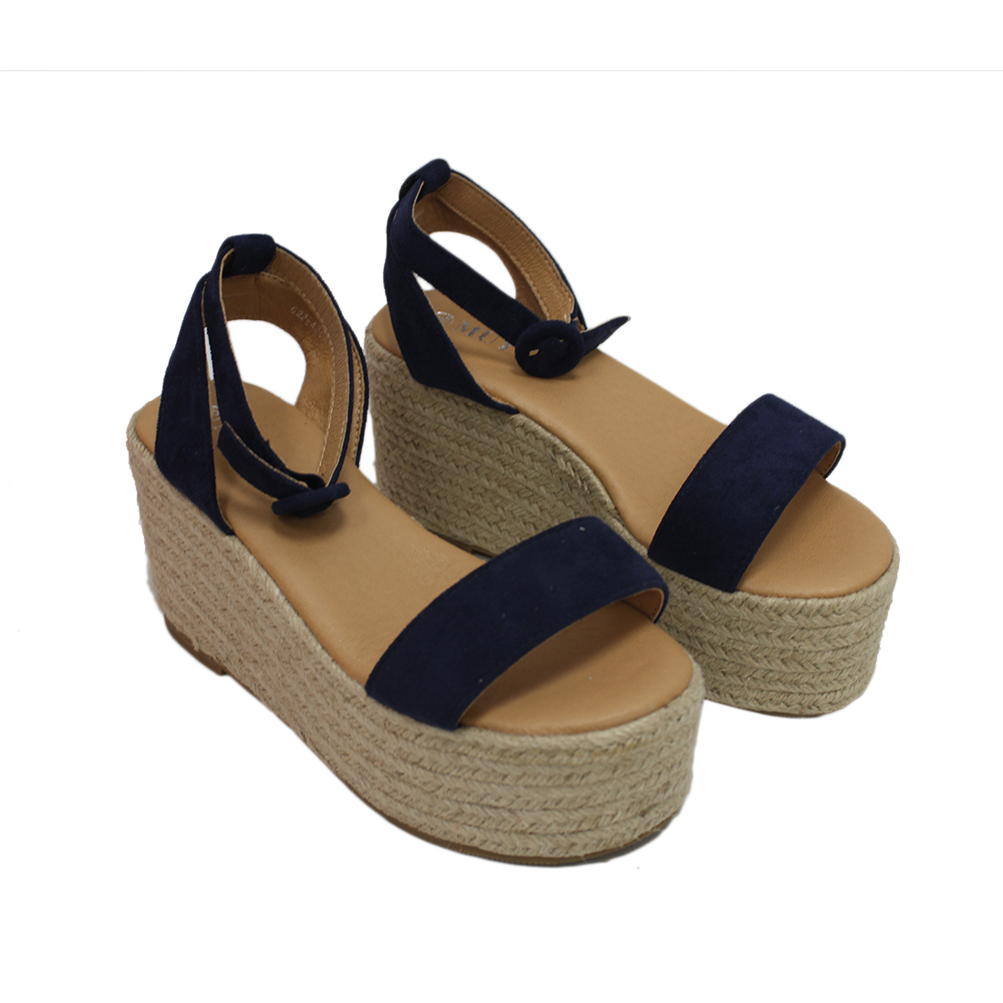 * High wedge with plain strap infront- sued material