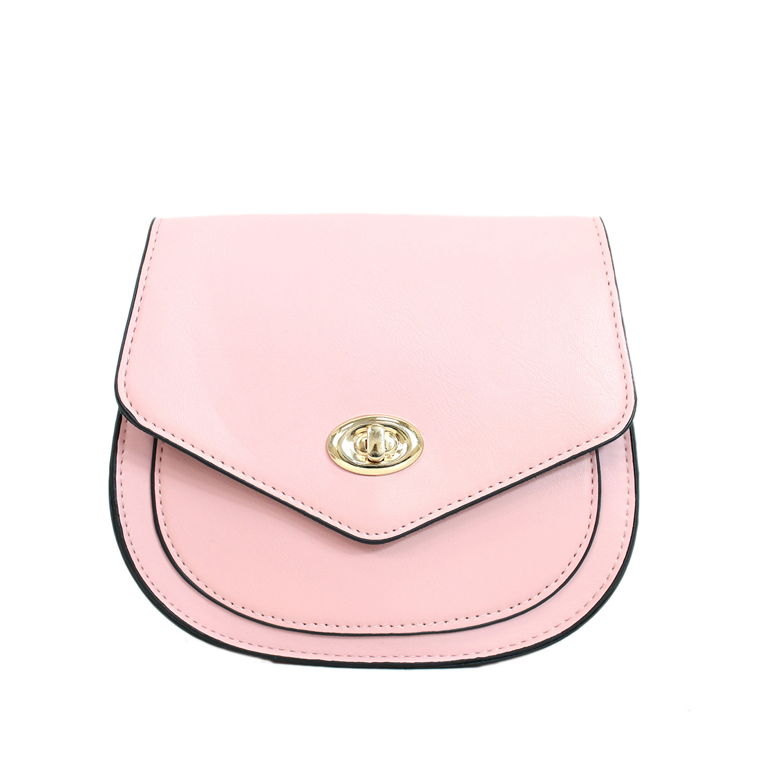Plain with small gold clasp on top and plain strap