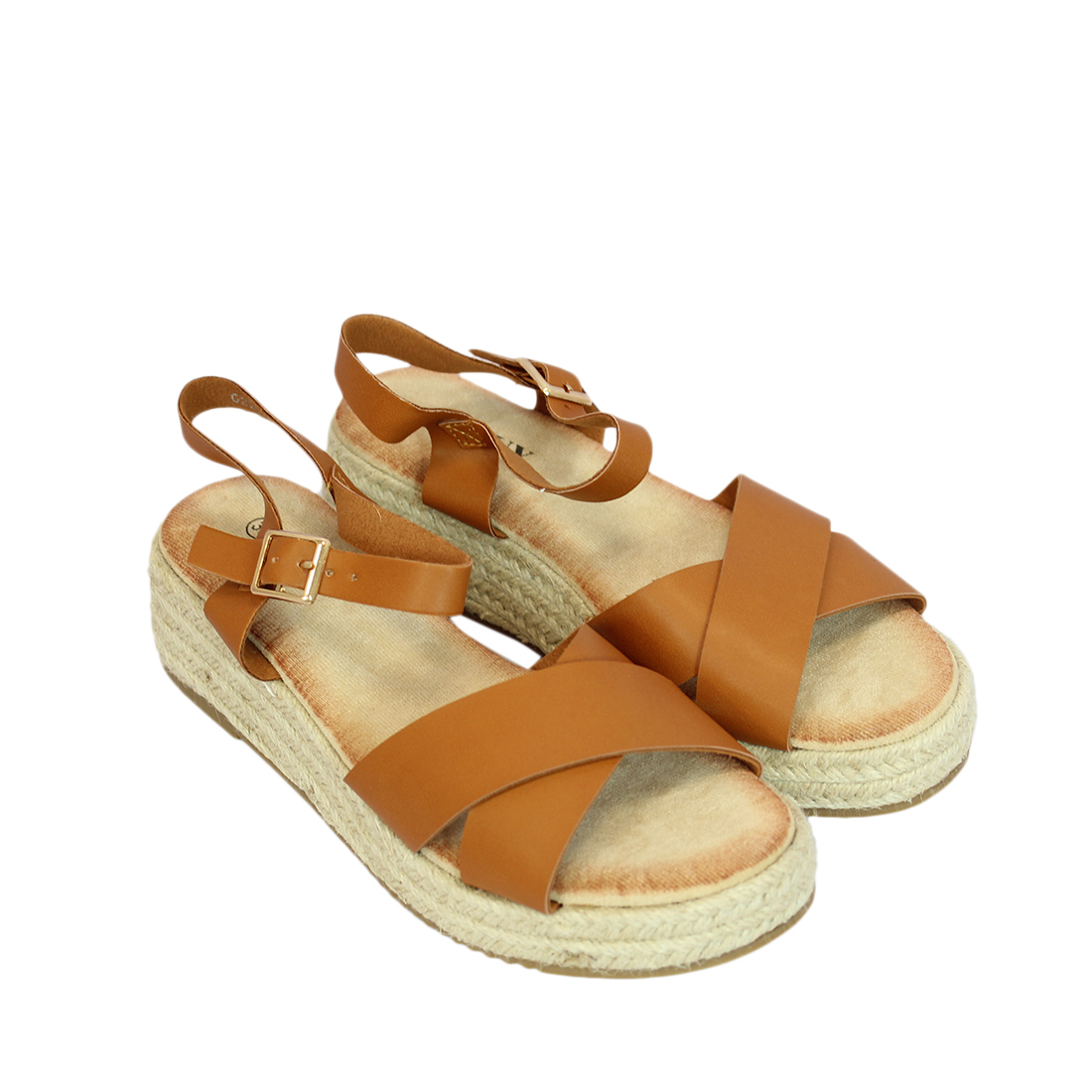 Low platform with crossed strap