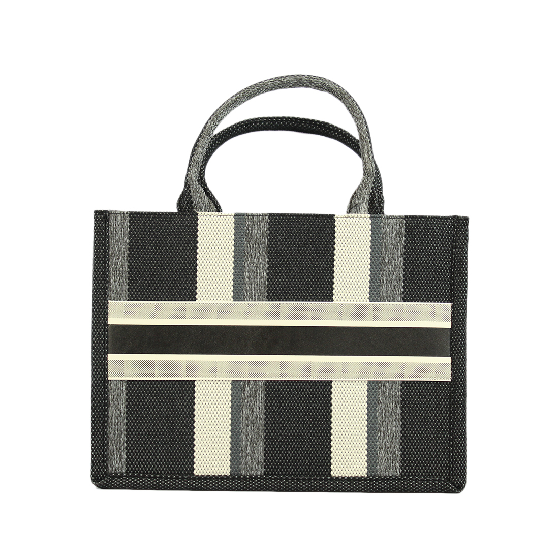 Large Line Pattern Tote Shoulder Bag with side Print