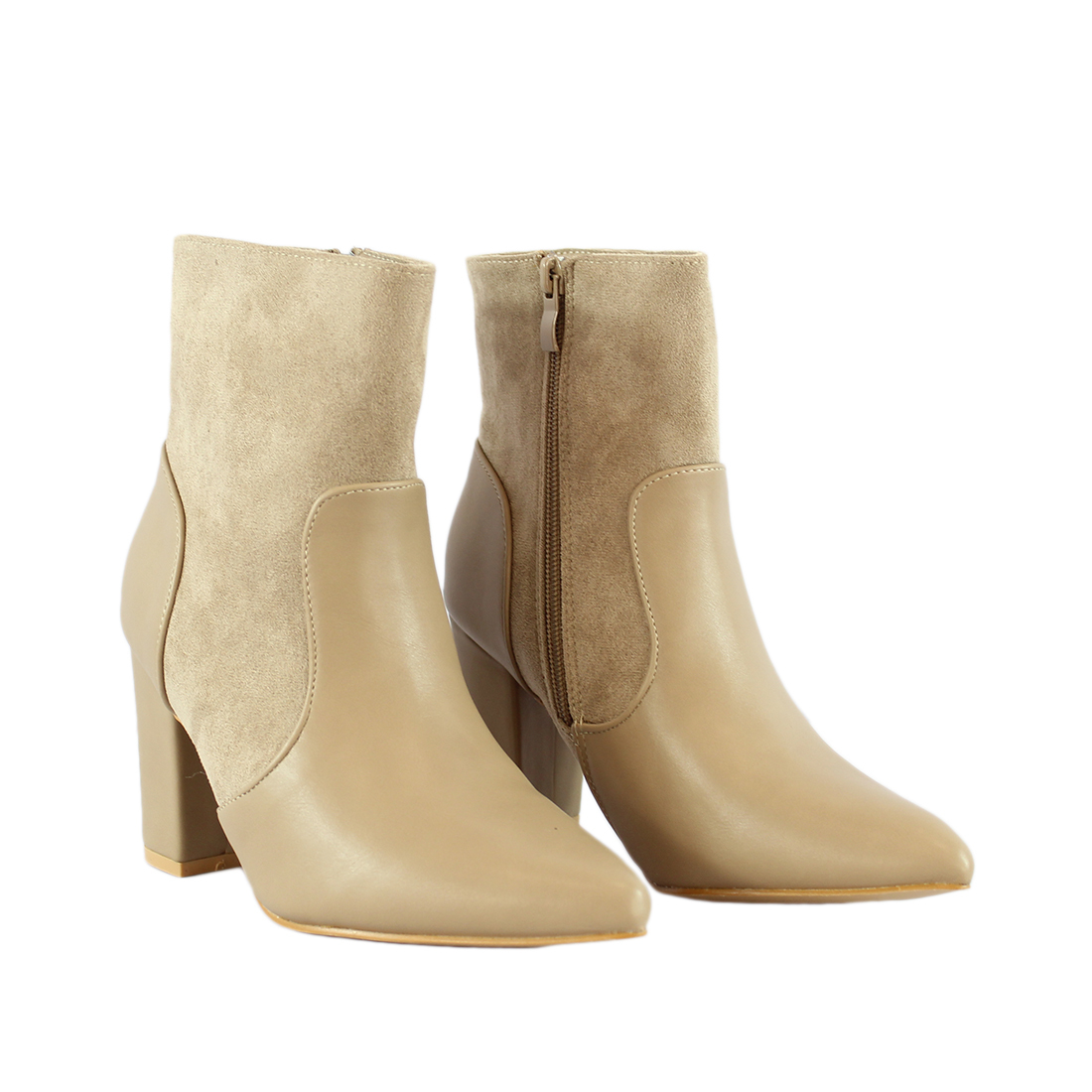 Pointed Texture Suede Heel Ankle Boots