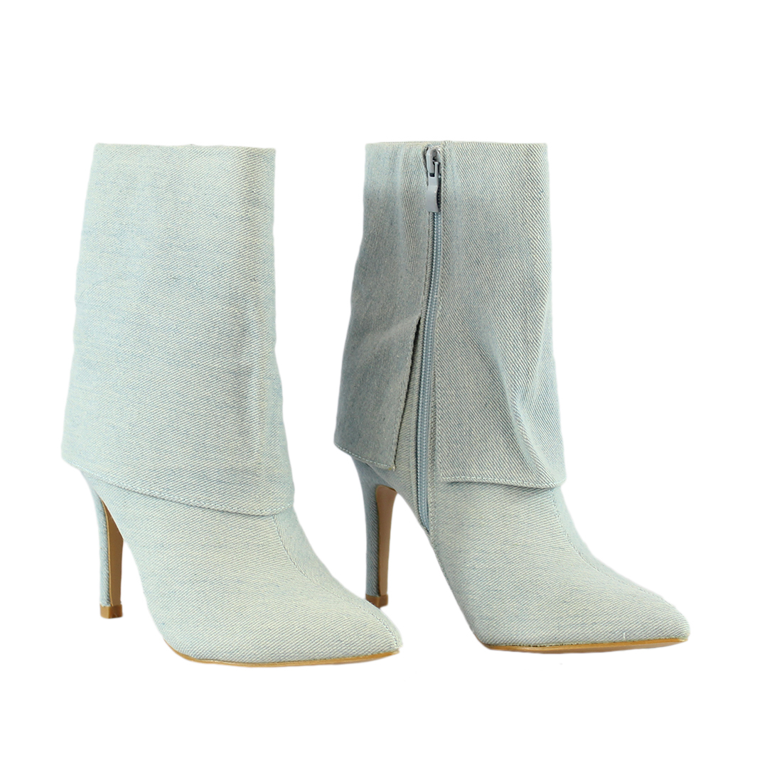 Folded Ankle Heel Boots