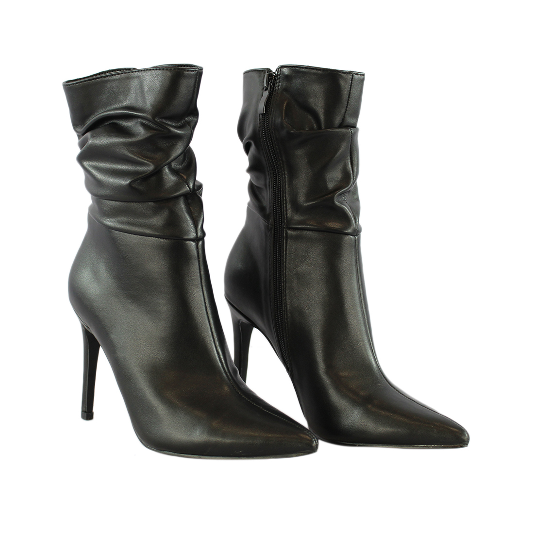 Pointed High Heel Corrugate Ankle Boots