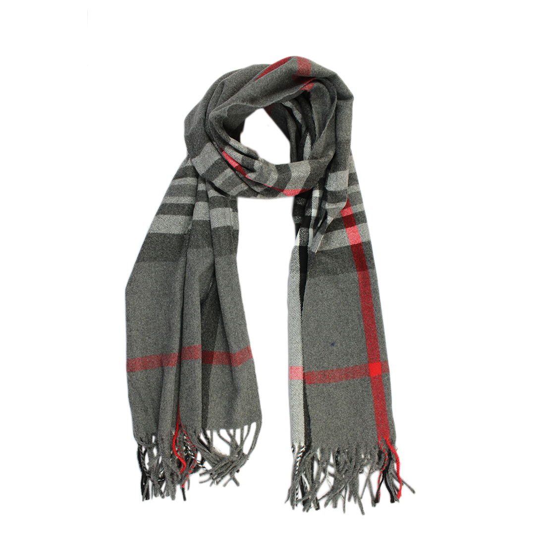 Striped fringed scarf