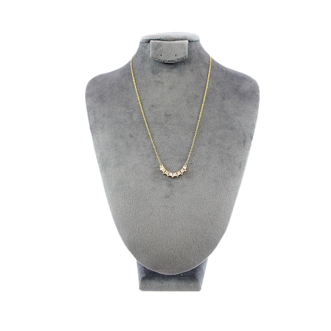 S. Steel Curve Gemstone Necklace