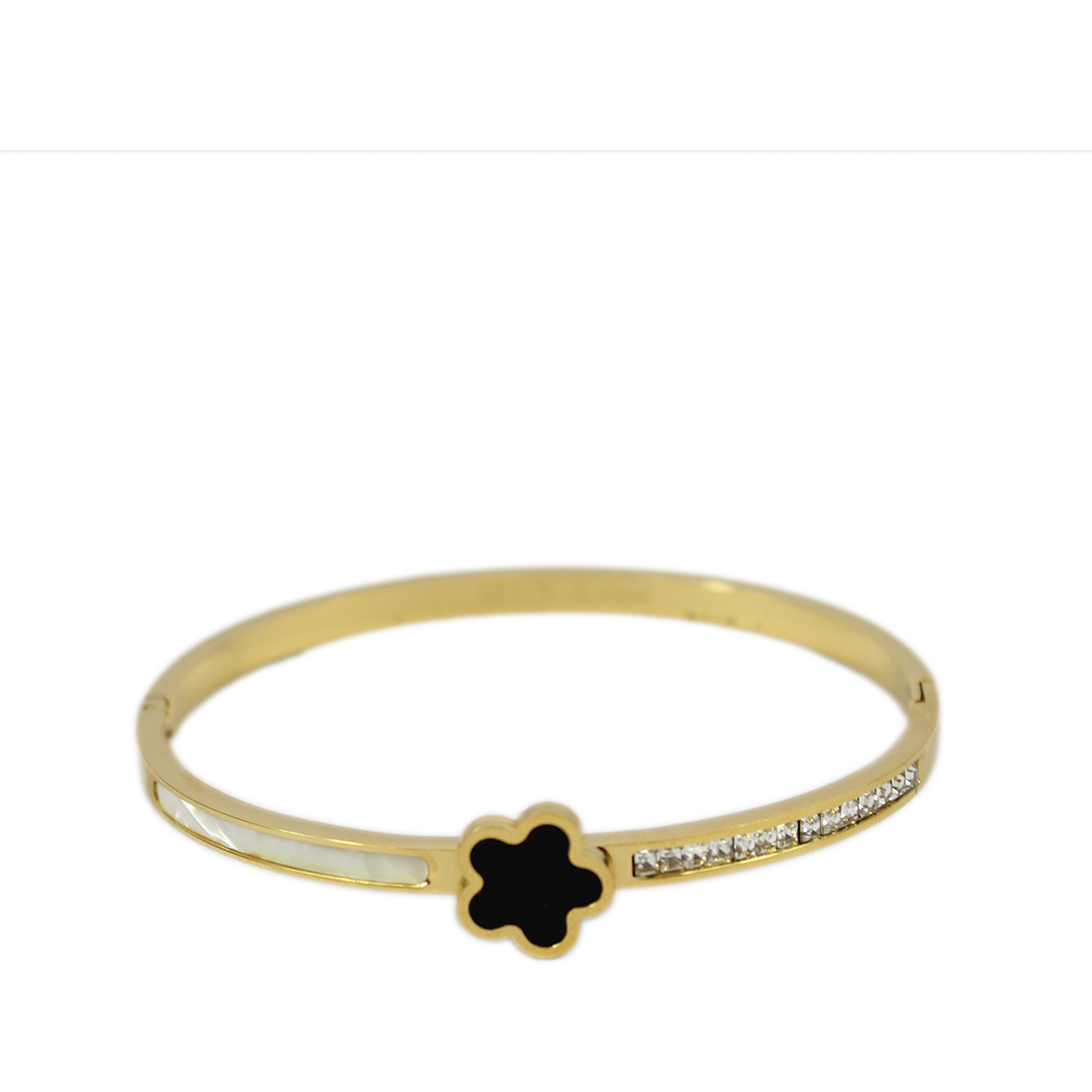 S.Steel bangle with black clover