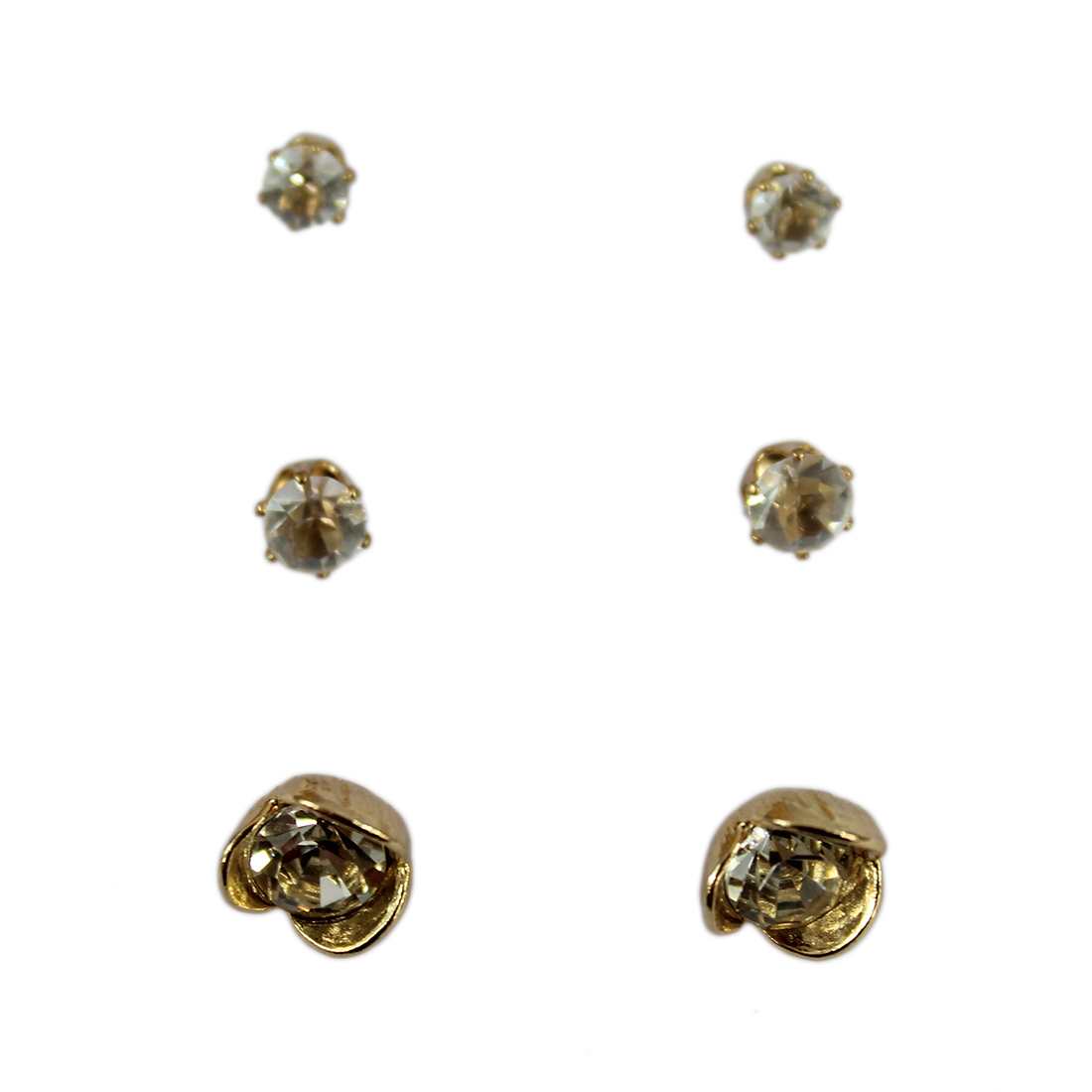 Set x3 Pin Studs and Diamond Glower Stud Earrings