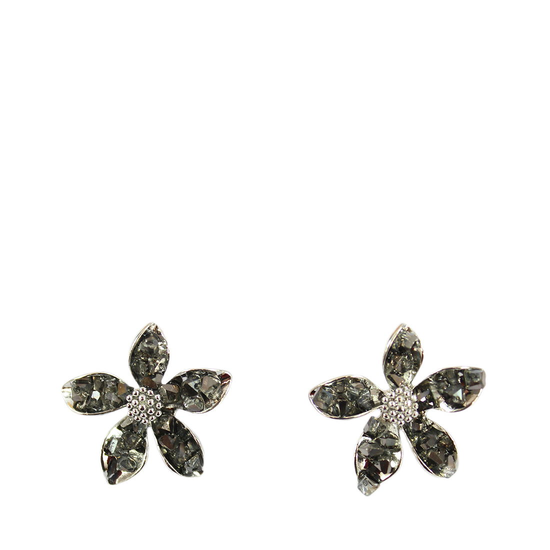 Medium Gemstone Flower Stud Earrings