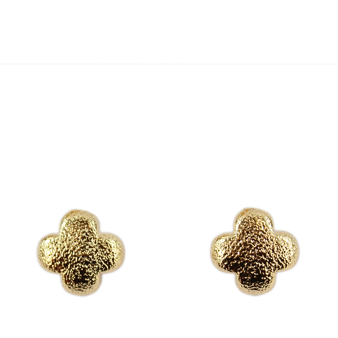 Golden Rough Clover Stud Earrings