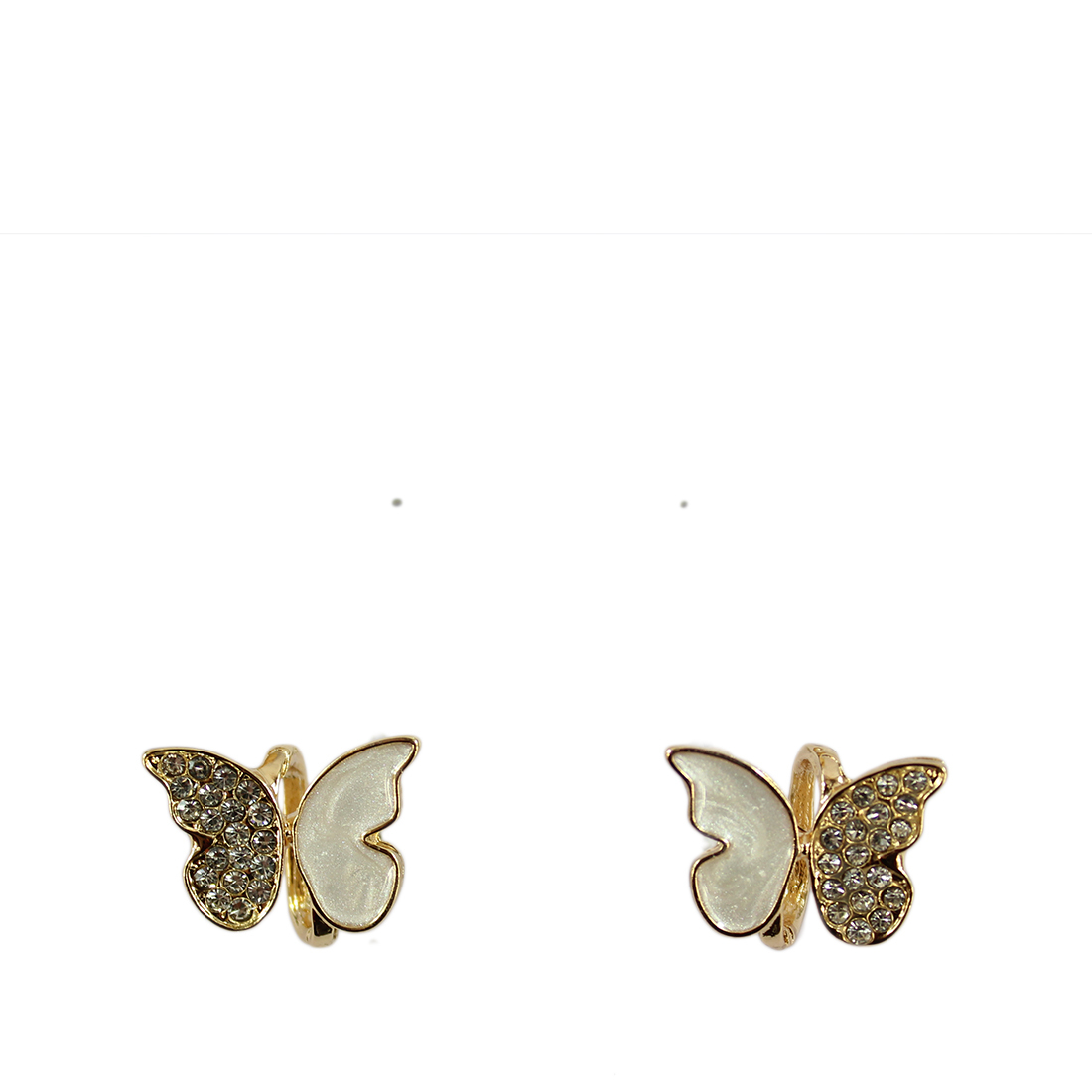 Mixed Pearl and Diamonds Butterfly Stud Earrings