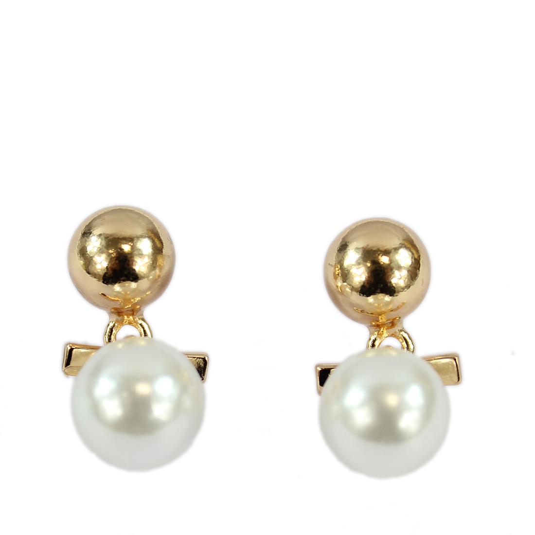 Golden Ball Pearl Pendant Stud Earrings