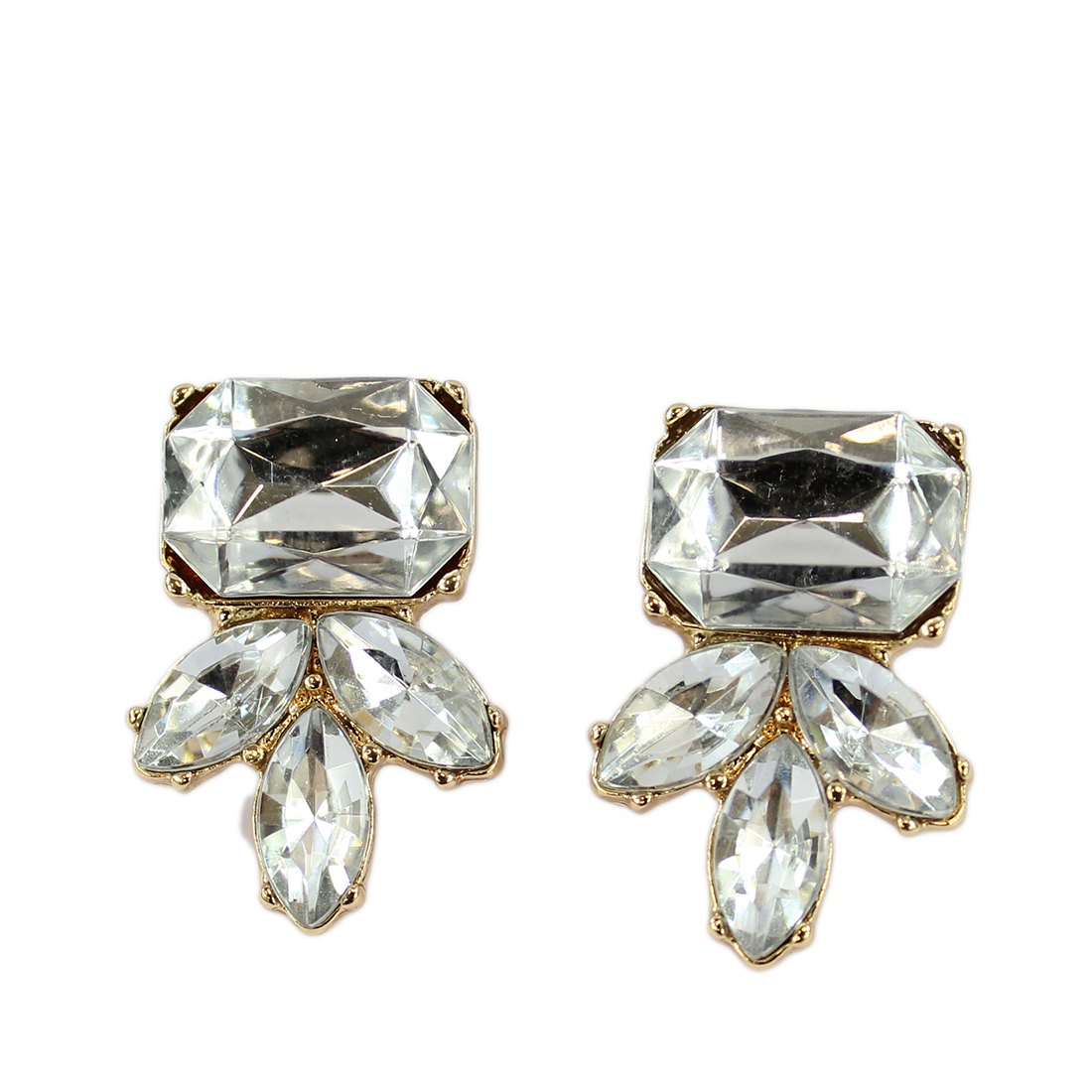 Square Flowerish Diamond Earrings