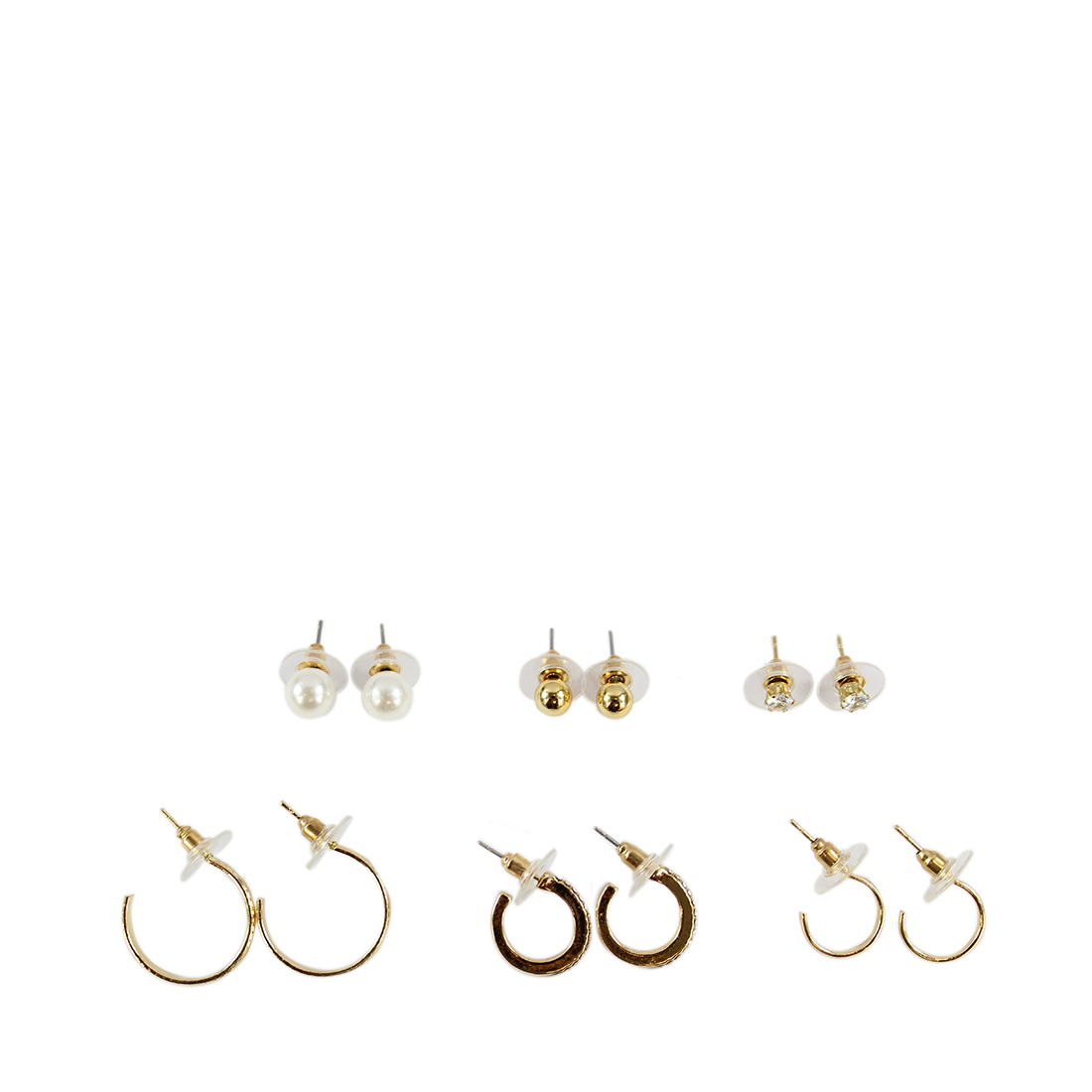 Gold hoops and pins studs earrings