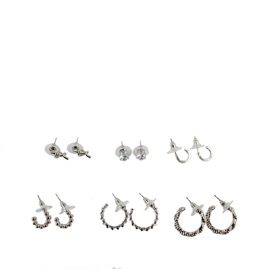 Silver earrings packet with hoops and studs