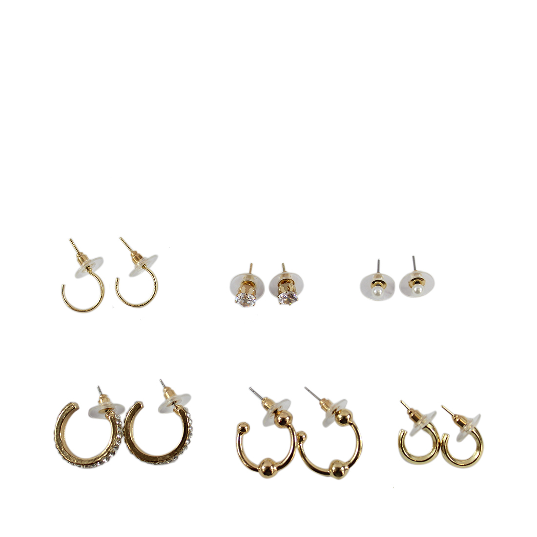 Gold hoops & pins earrings set