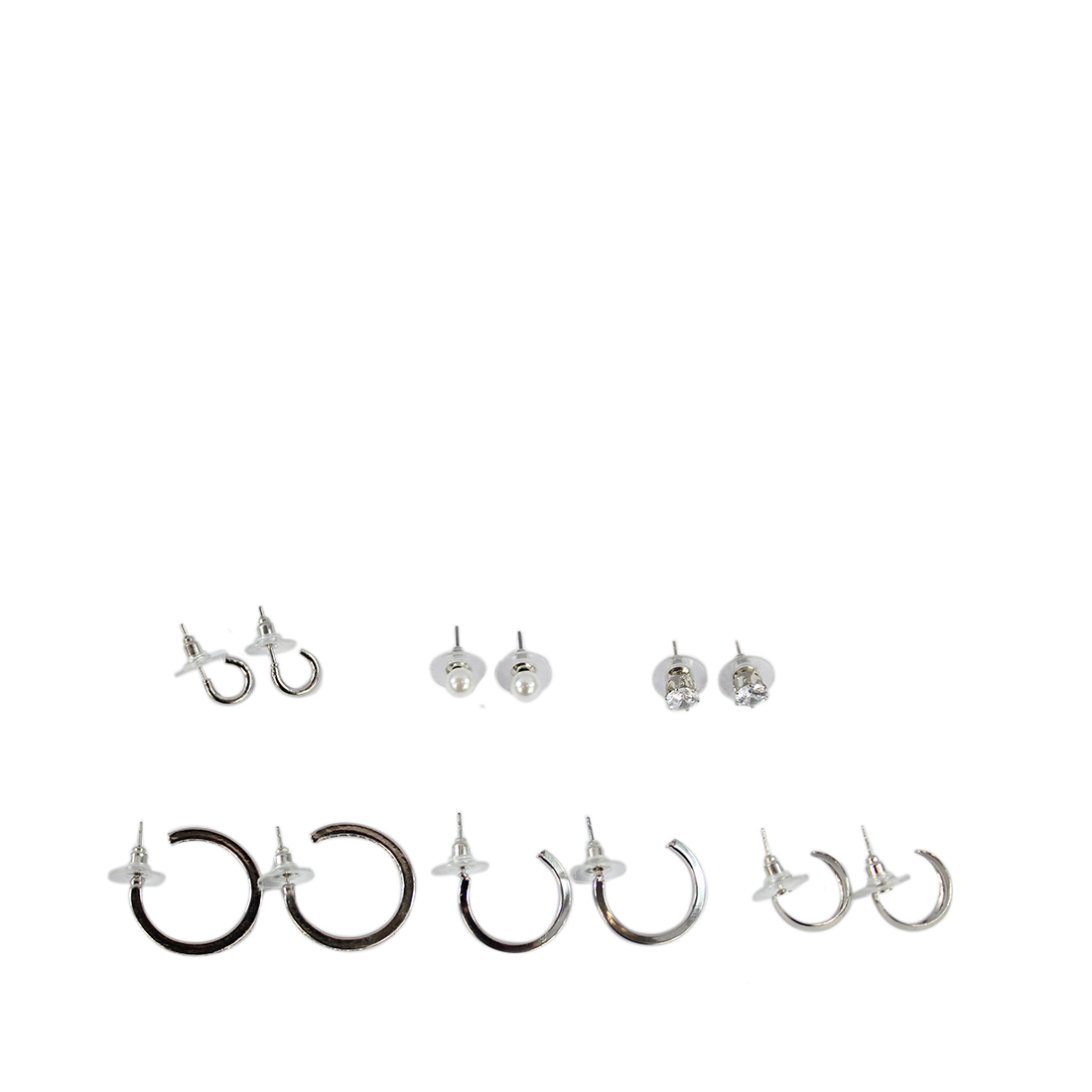 Silver hoops & pins earrings set