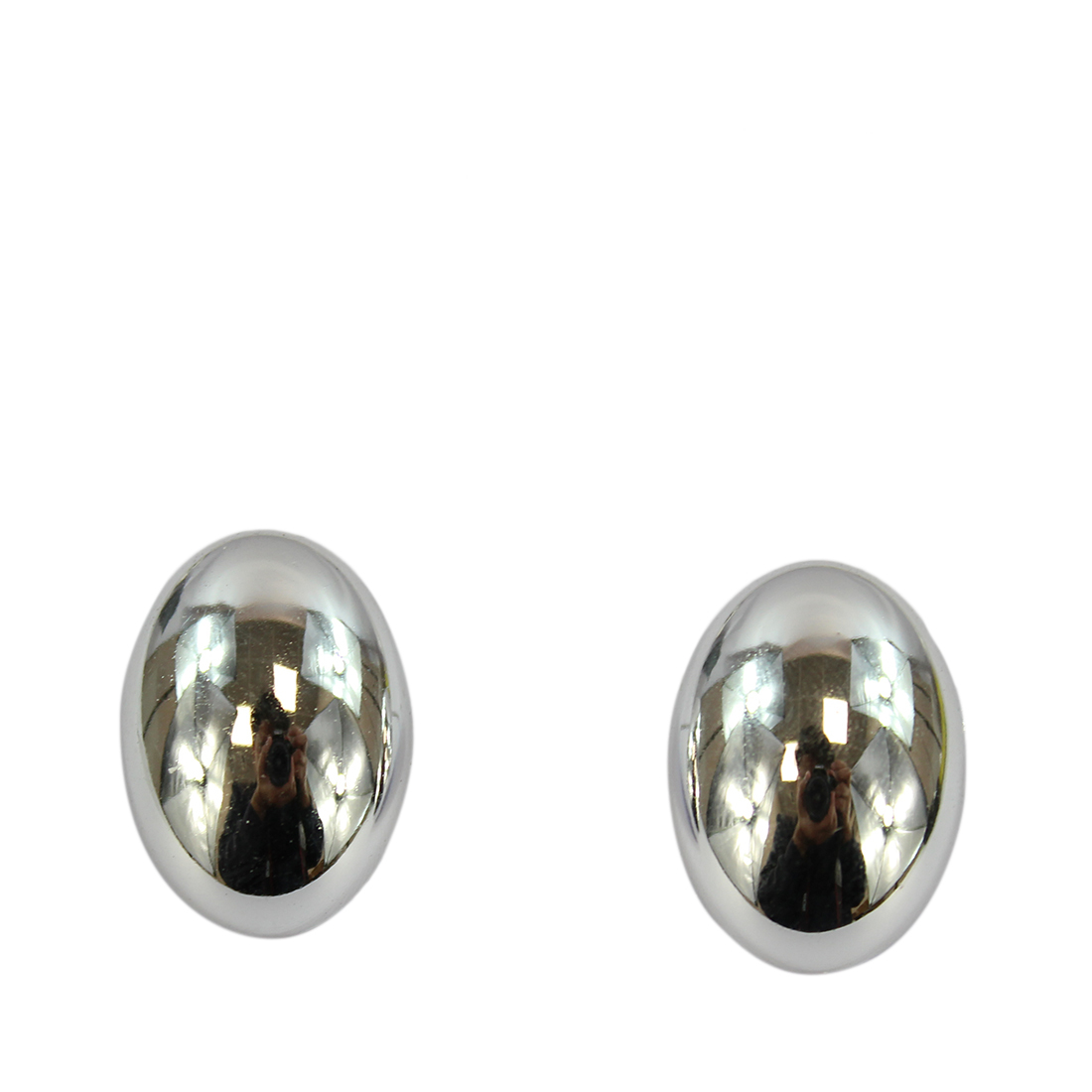 Silver mirror oval earrings