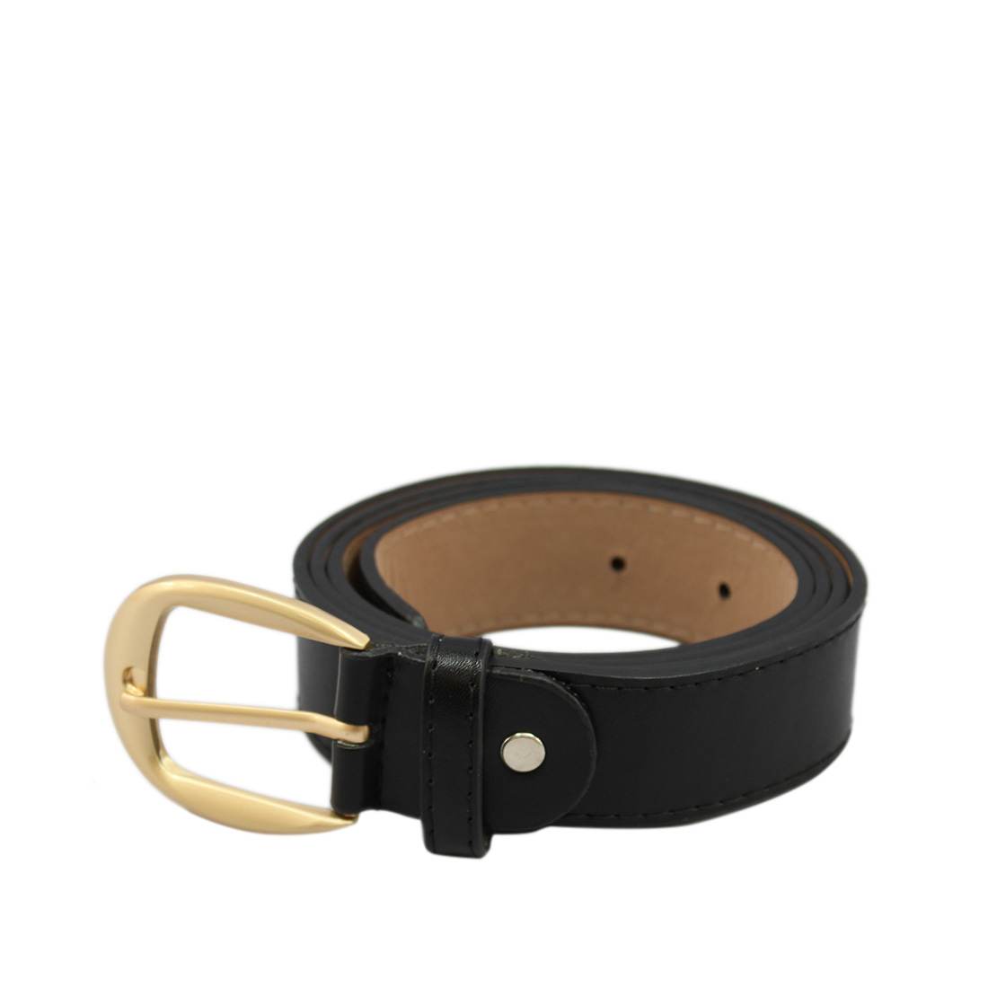 Chunky Gold Buckle Plain Belt