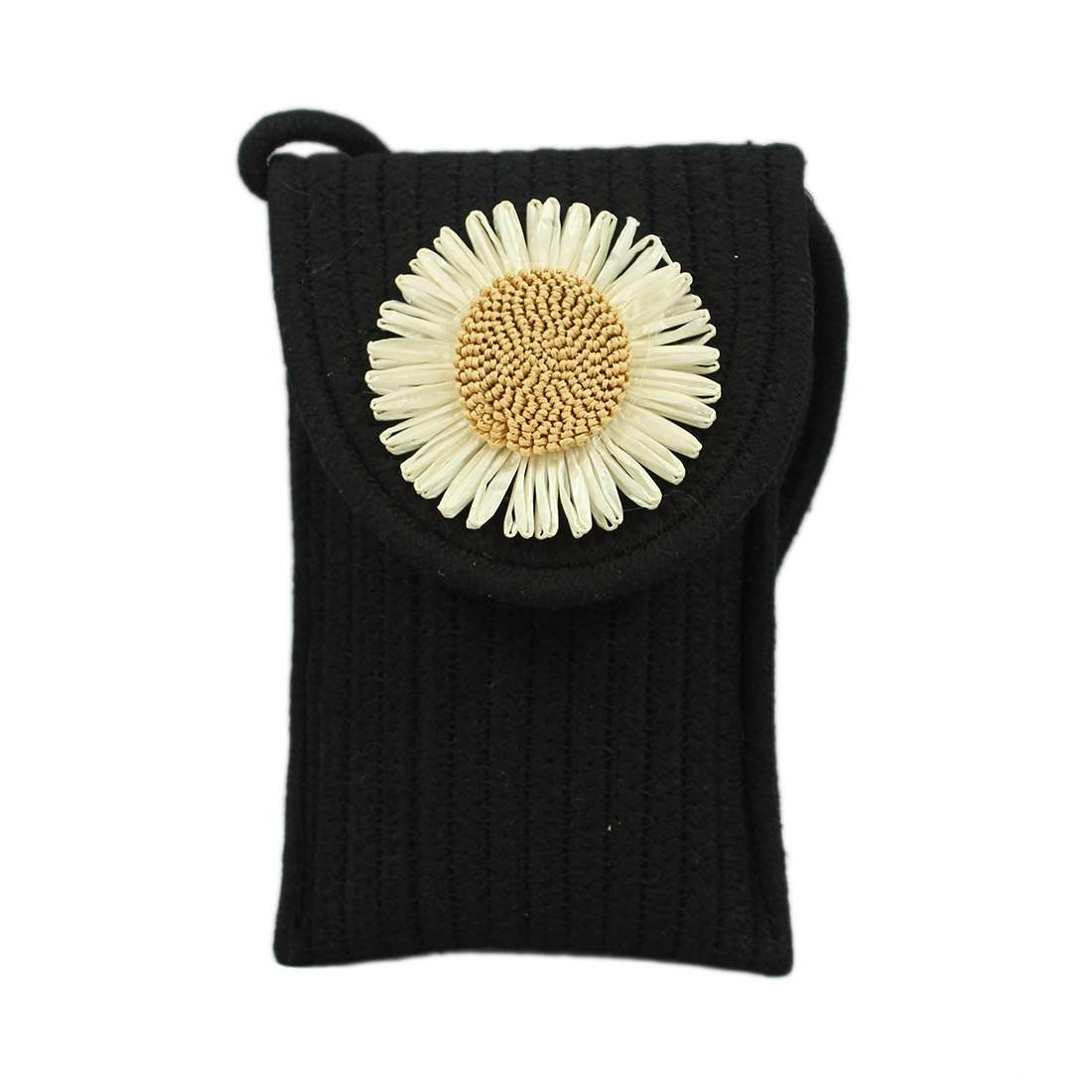 Rectangular crochet with flower in front