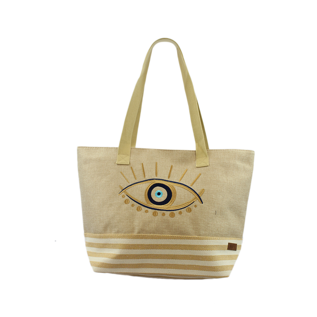 Big canvas tote with embroidered eye