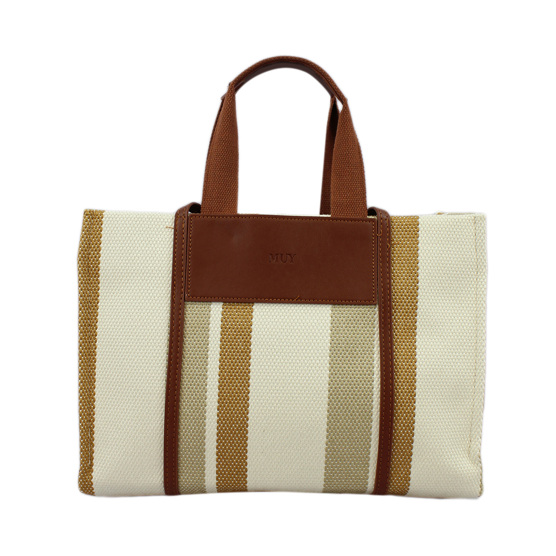 Striped canvas shoulder bag versatile Design