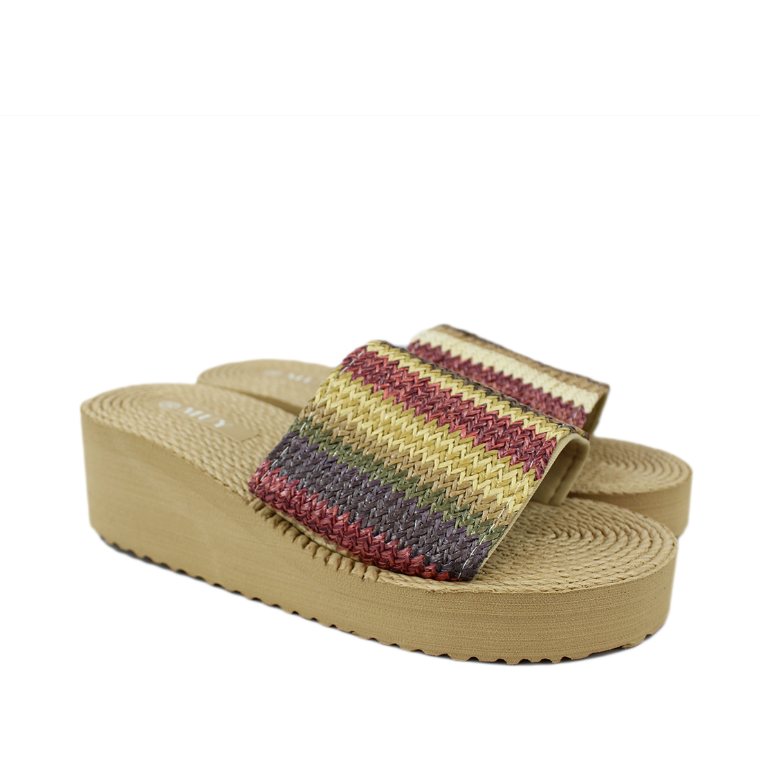 Woven style with wide strap infront (fancy)