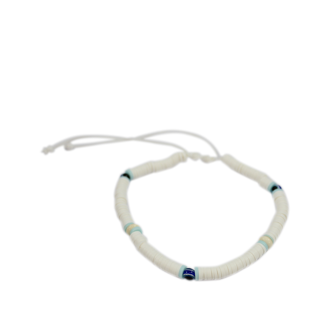 Rubber bead with blue eyes design