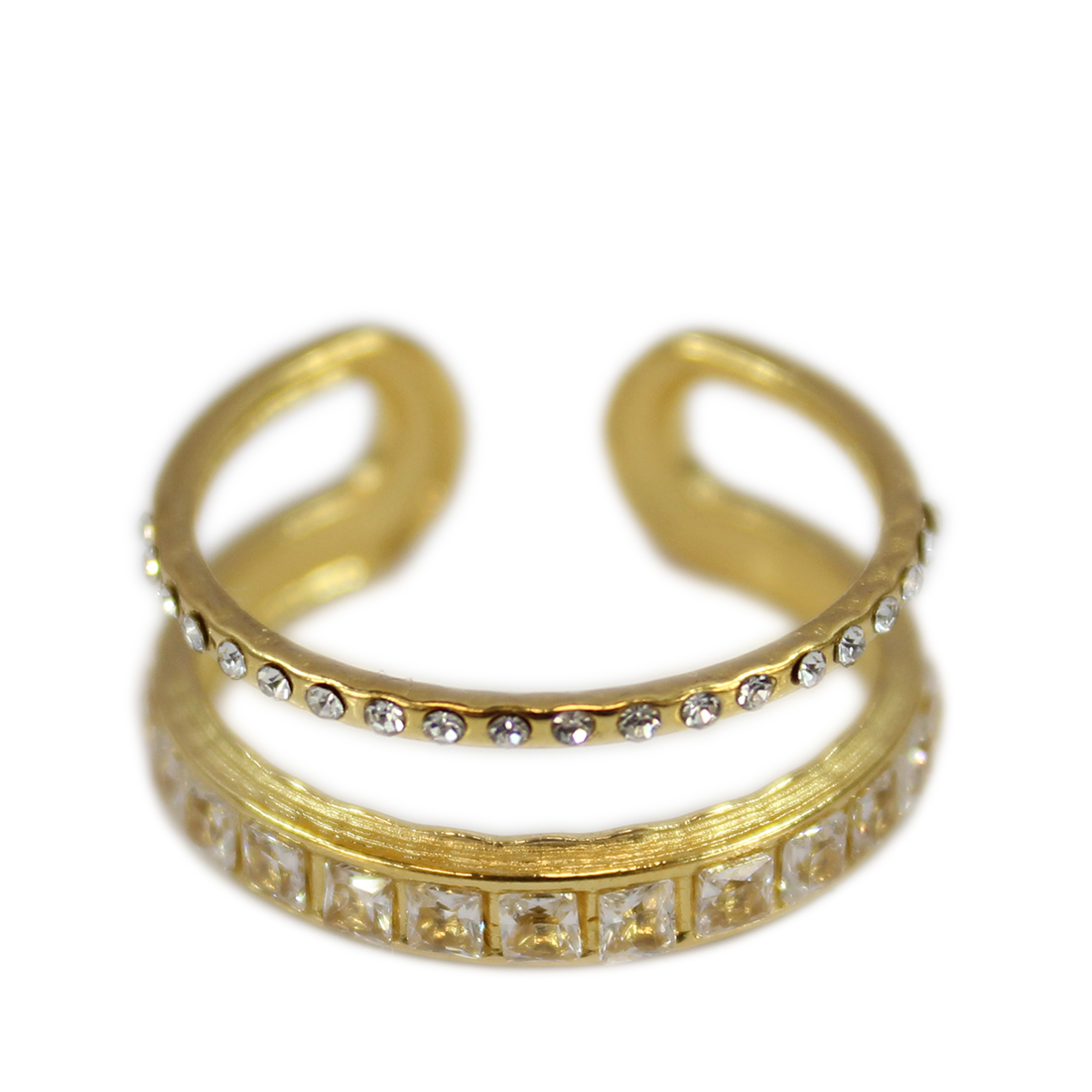 S. Steel Dual bangle with gems
