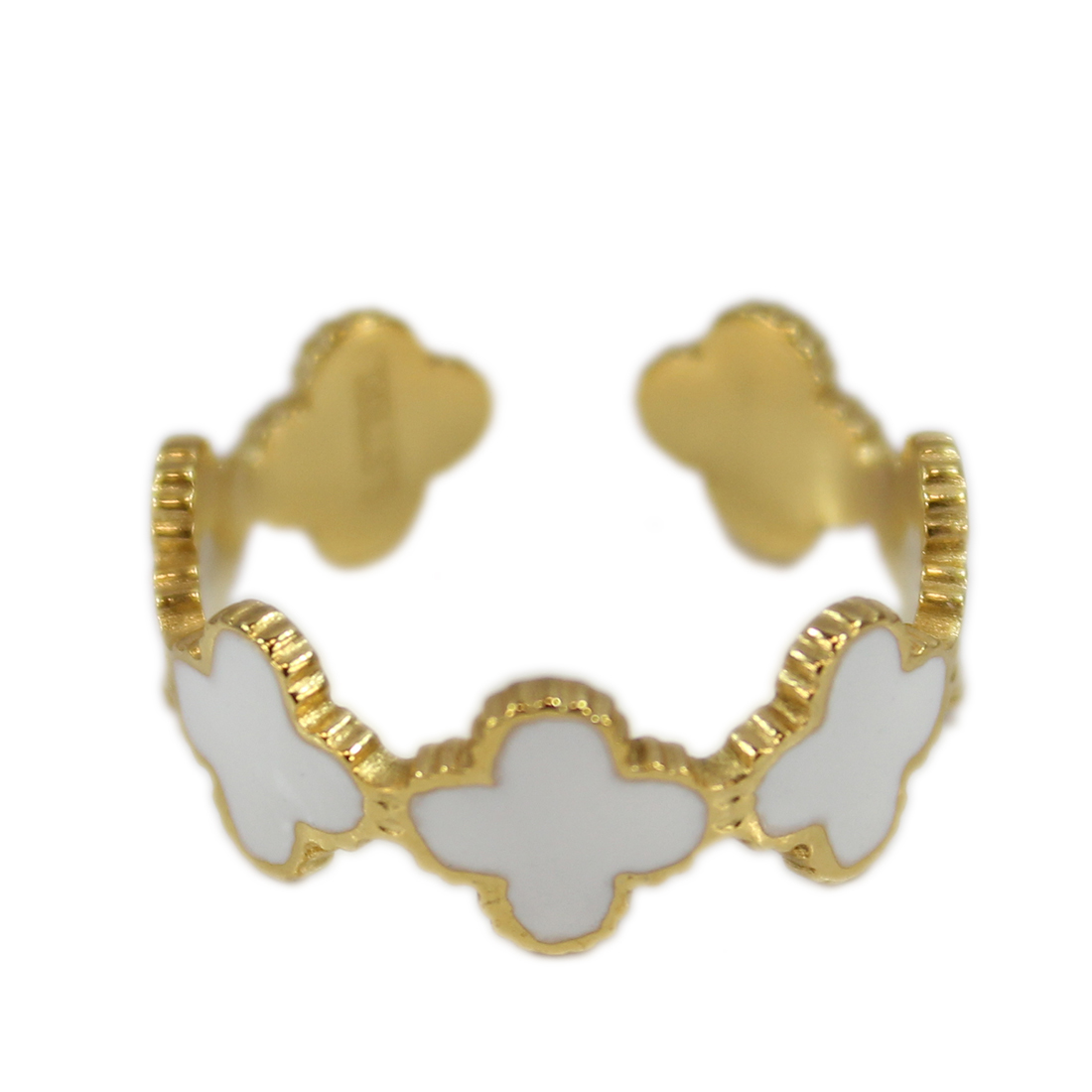 S. Steel white clover bangle